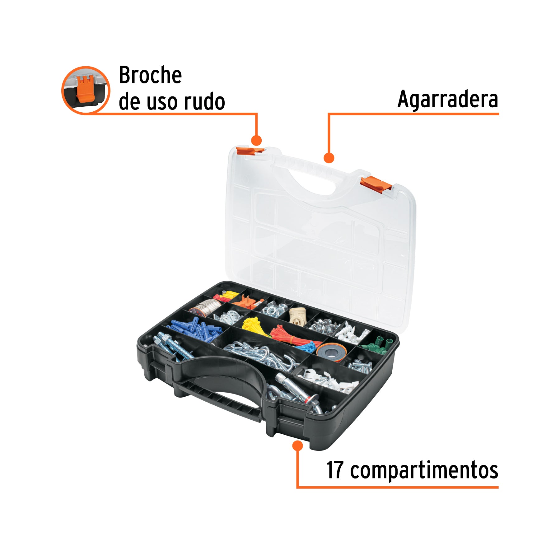 Organizador 17" reforzado con 17 compartimentos, TRUPER