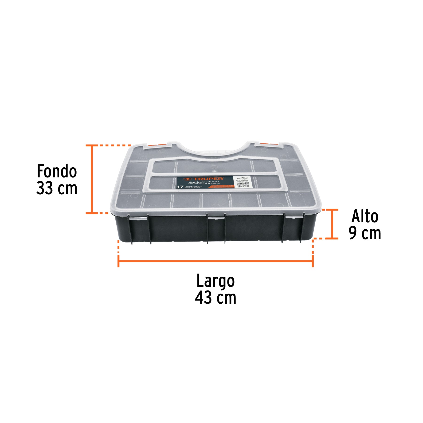 Organizador 17" reforzado con 17 compartimentos, TRUPER