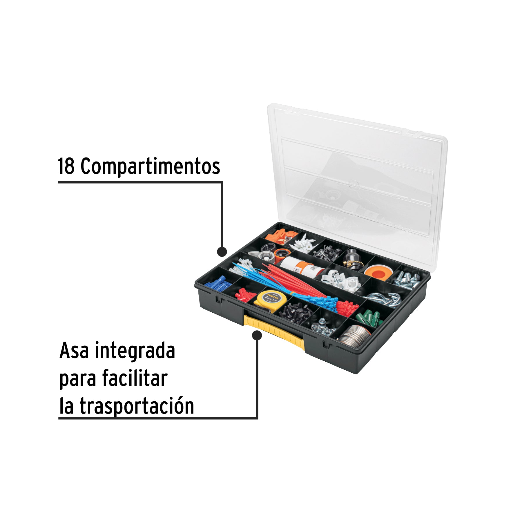 Organizador 14" con 18 compartimentos, PRETUL
