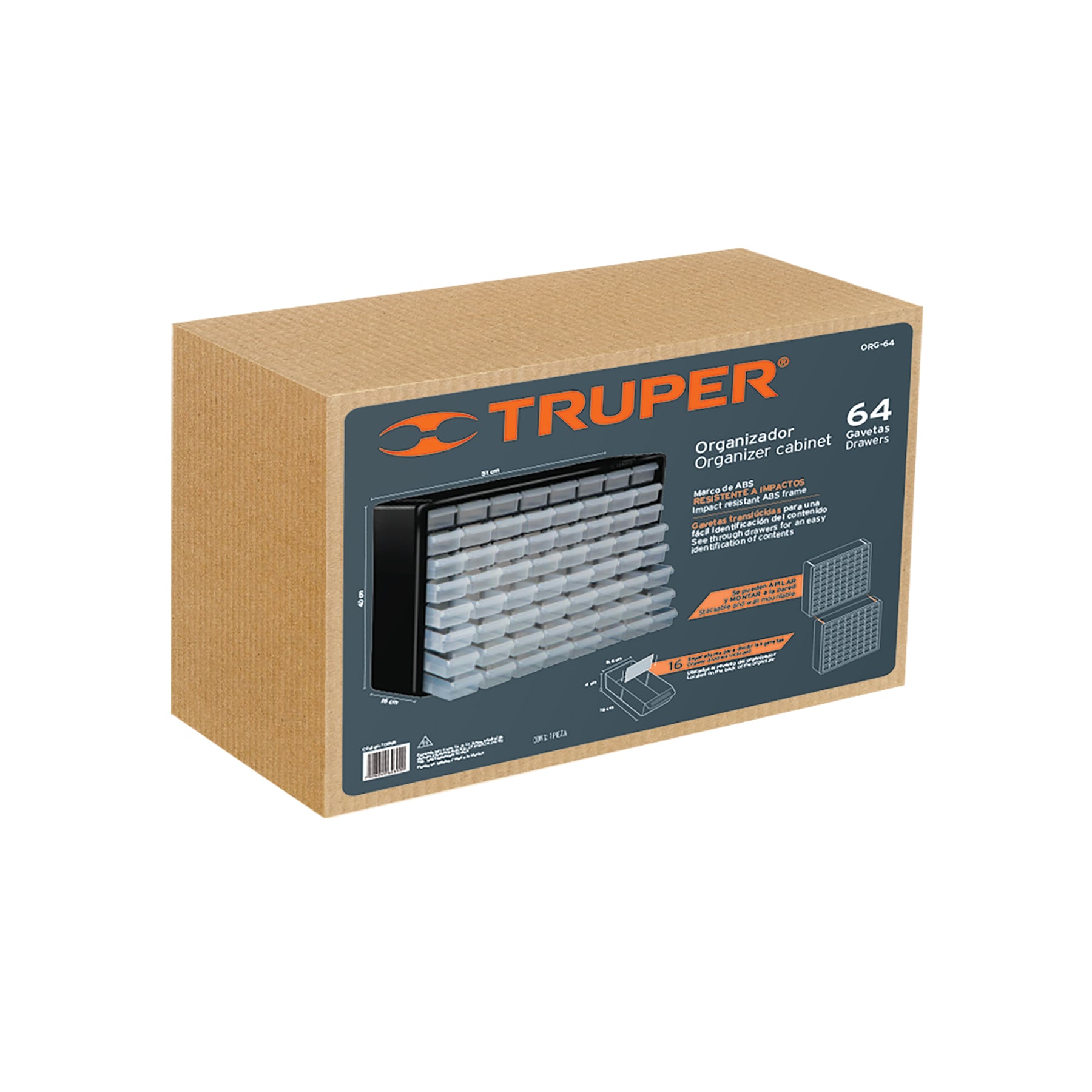 Organizador con 64 gavetas, TRUPER