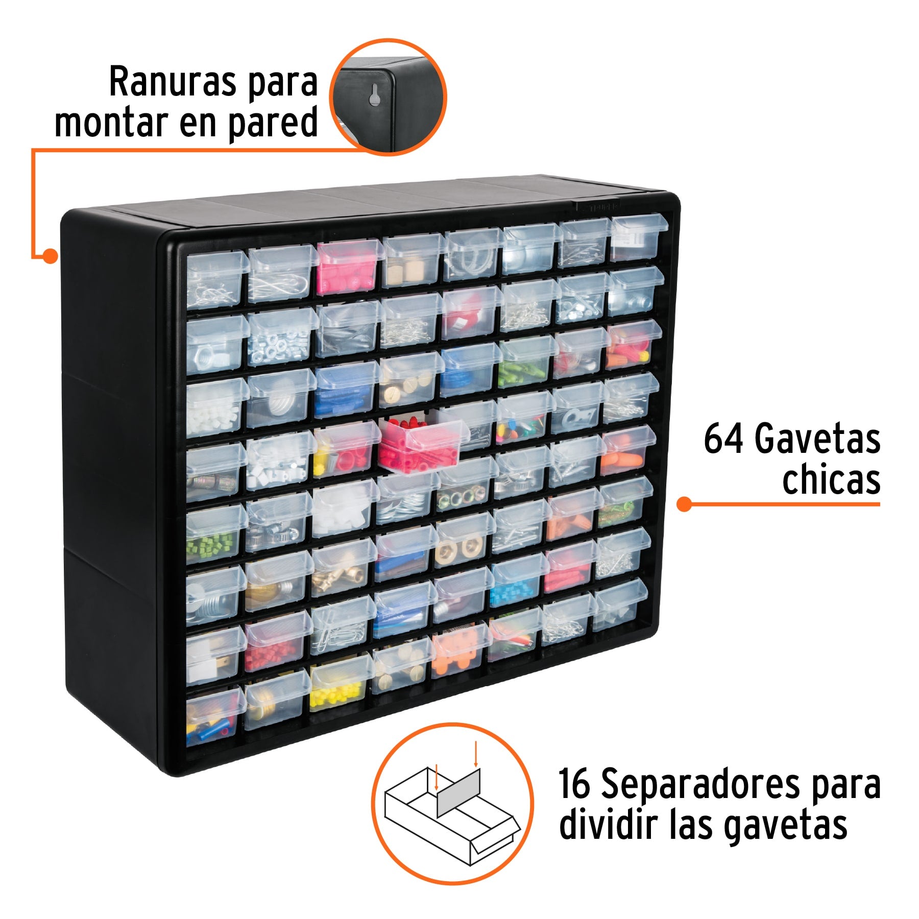 Organizador con 64 gavetas, TRUPER