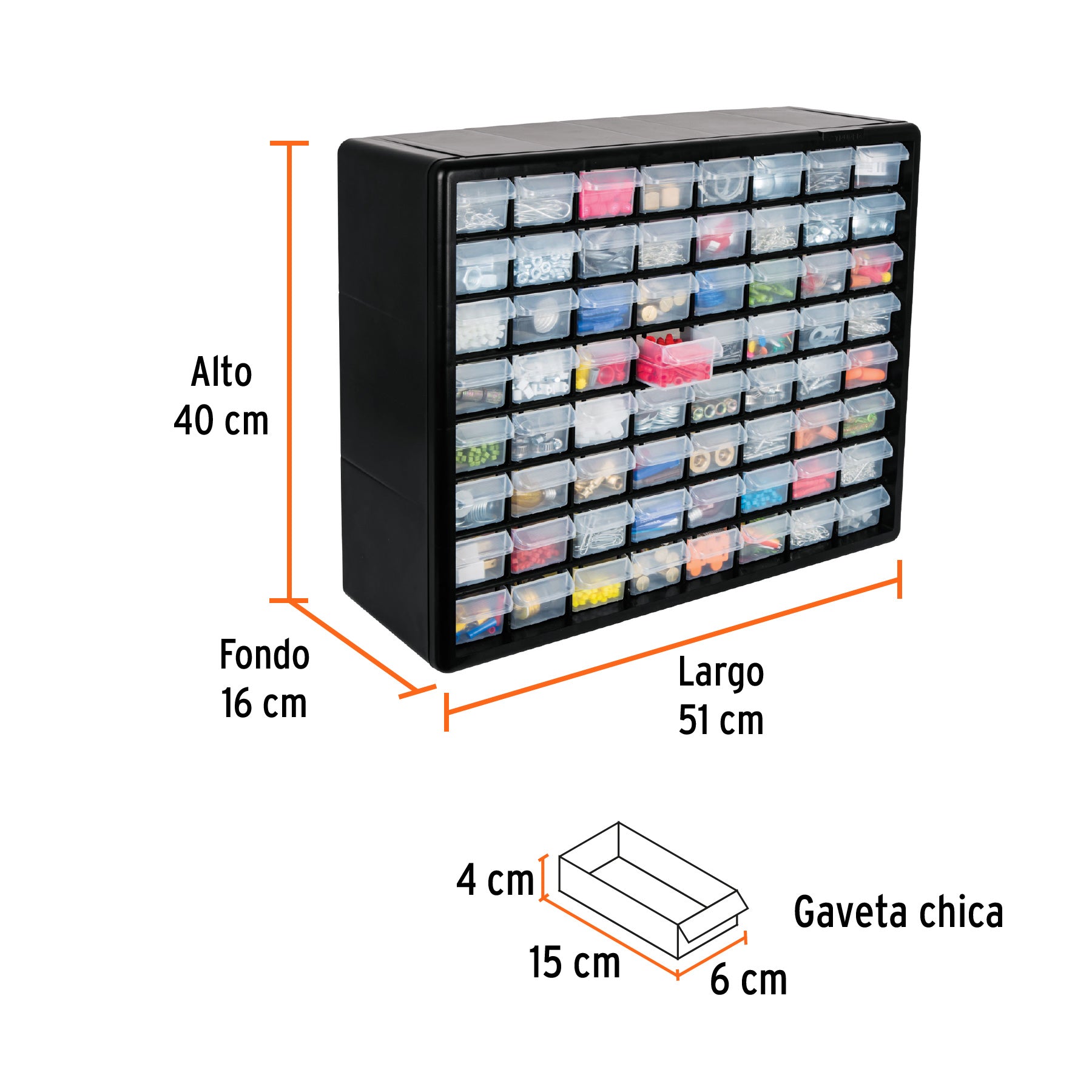 Organizador con 64 gavetas, TRUPER