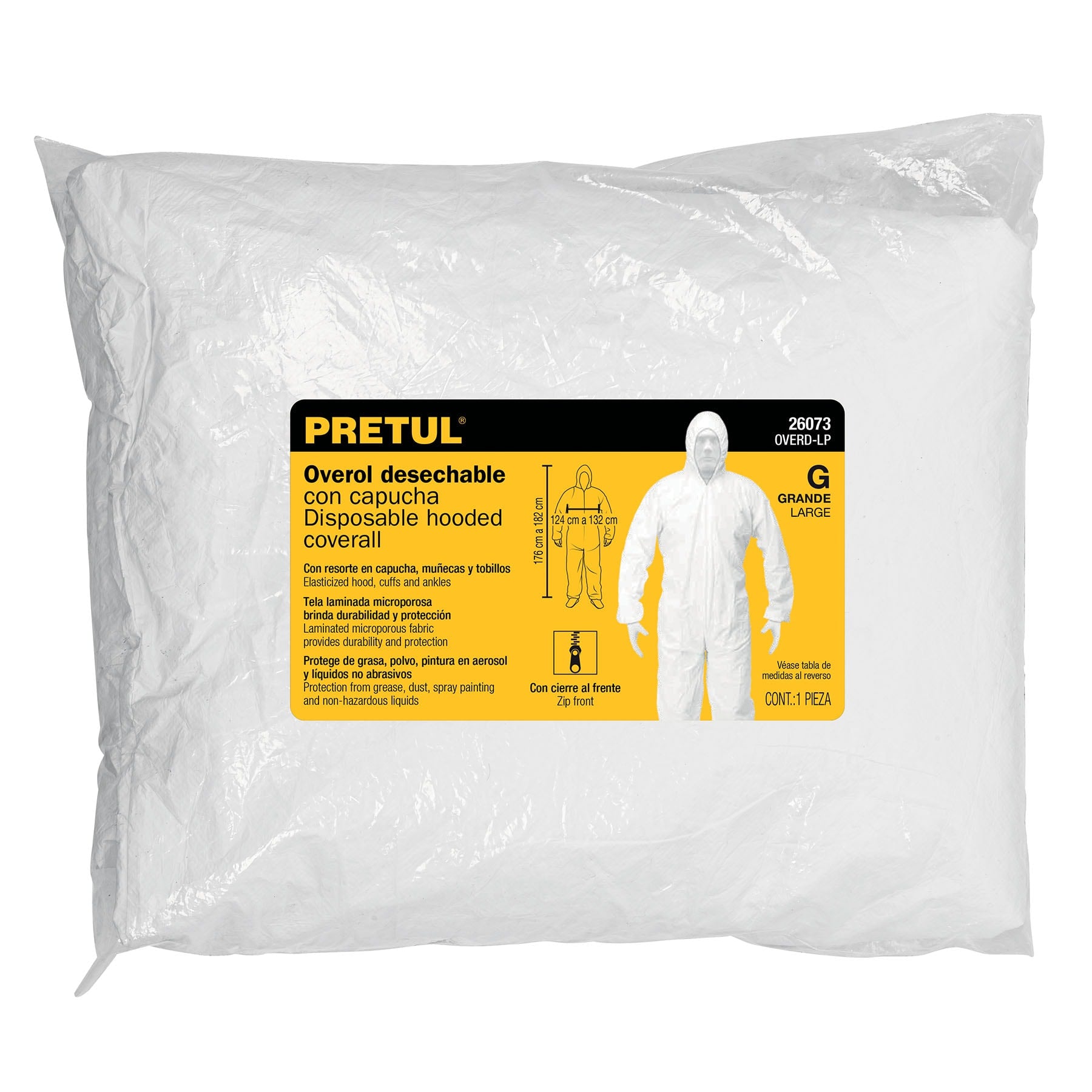 Overol desechable, talla G, PRETUL