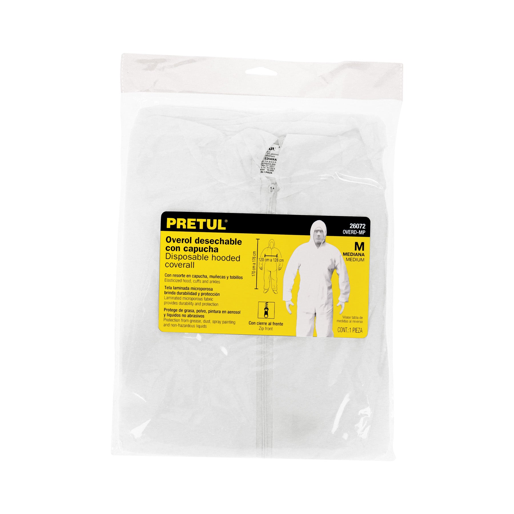 Overol desechable, talla M, PRETUL