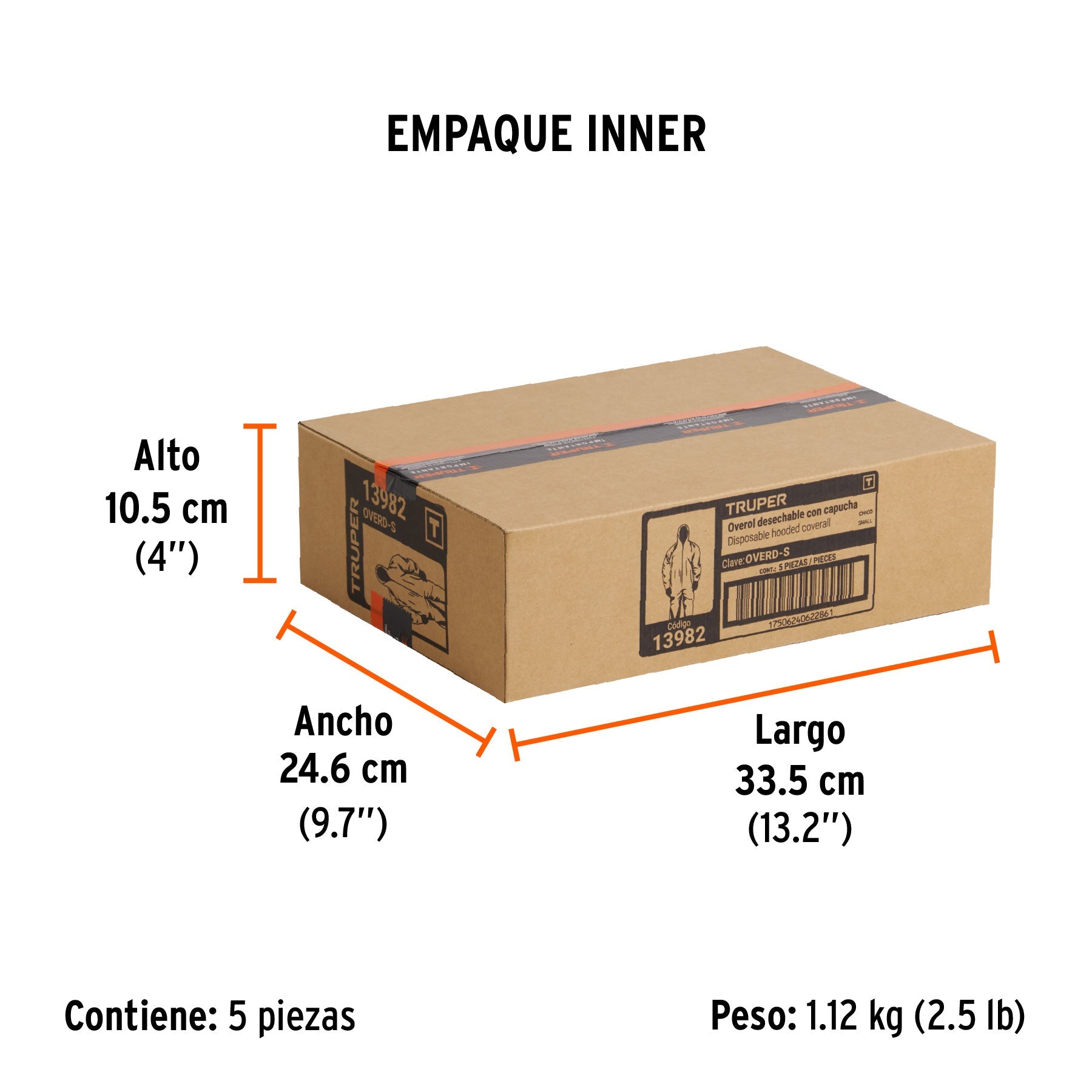 Overol desechable, talla CH, TRUPER - Empaque