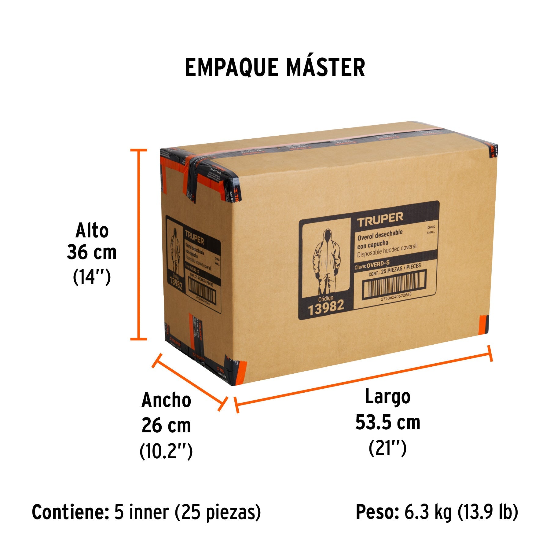 Overol desechable, talla CH, TRUPER - Empaque