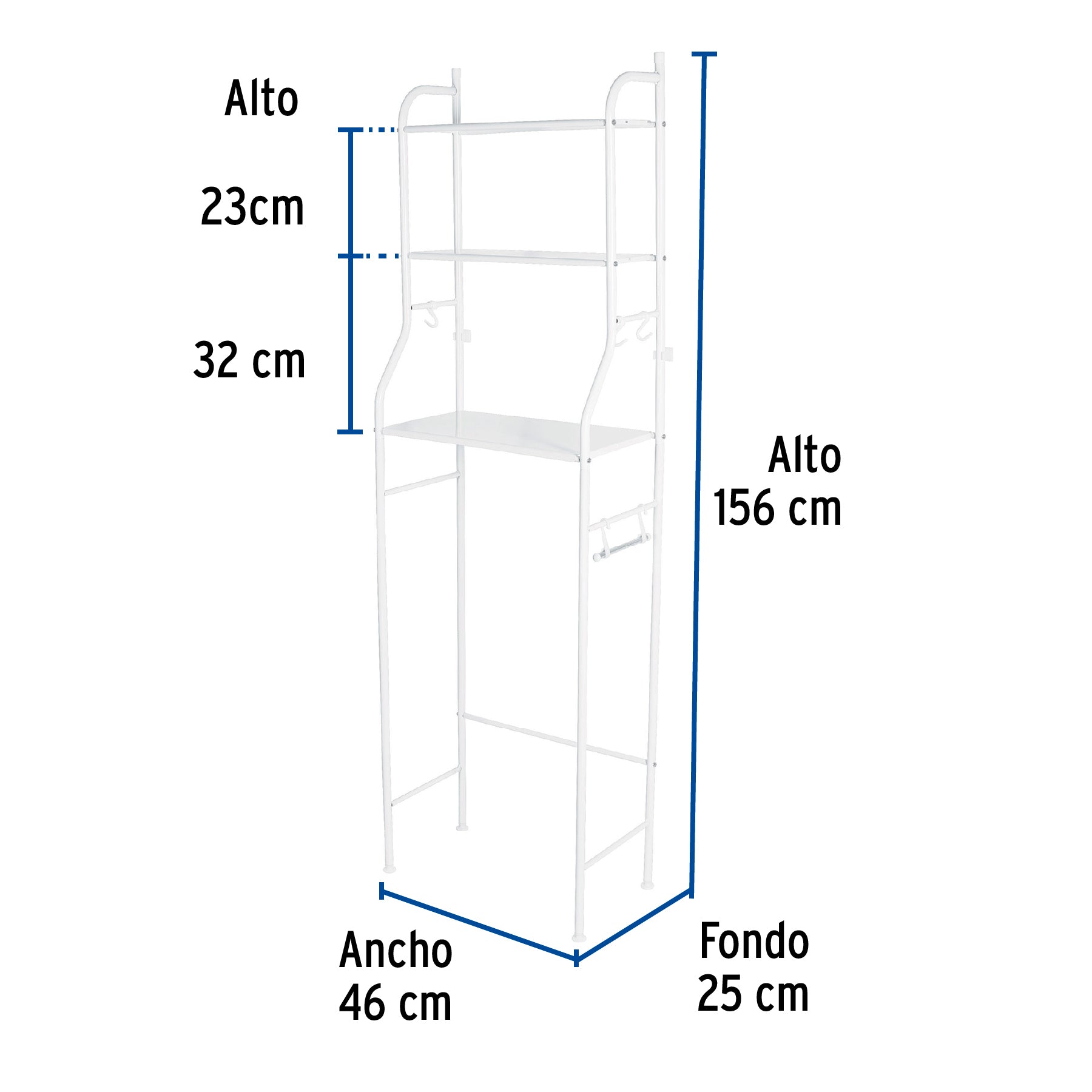 Mueble organizador blanco para baño con 3 repisas, FOSET