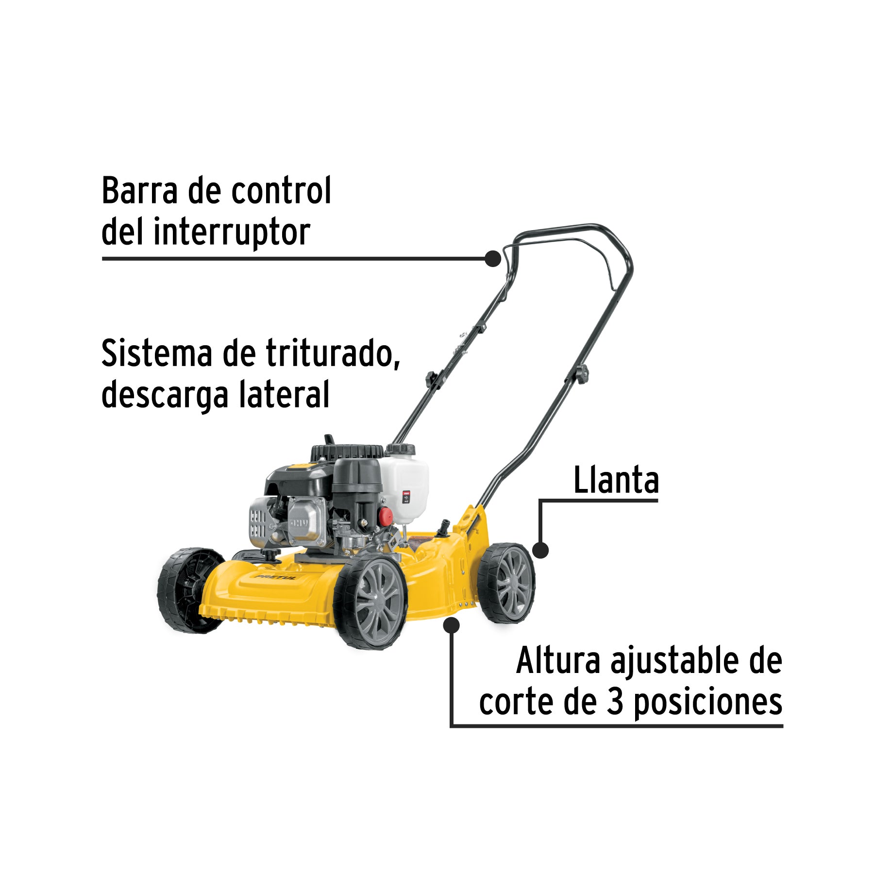 Podadora con motor a gasolina de 3 HP, 16" de corte, PRETUL