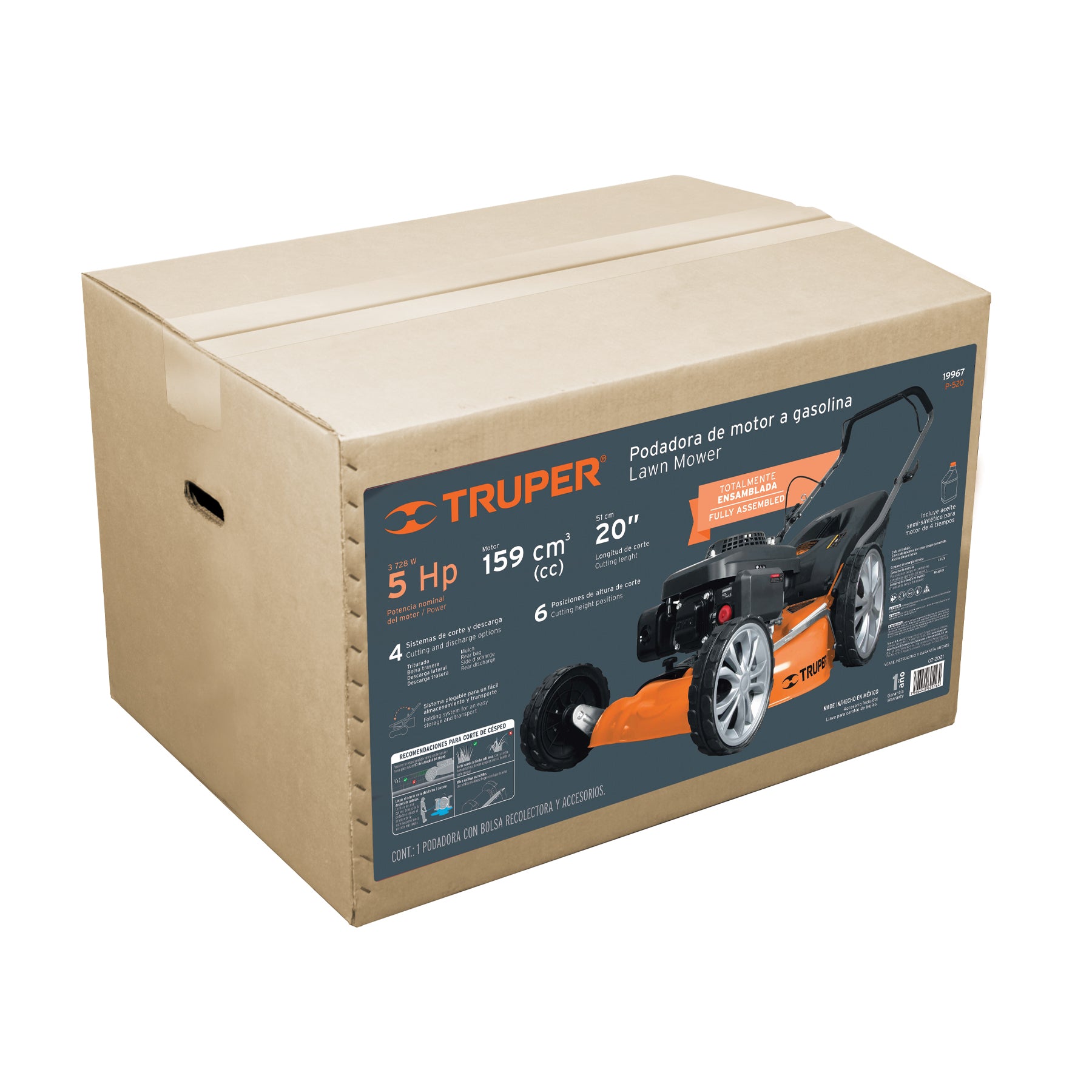Podadora con motor a gasolina de 5 HP, 20" de corte, TRUPER