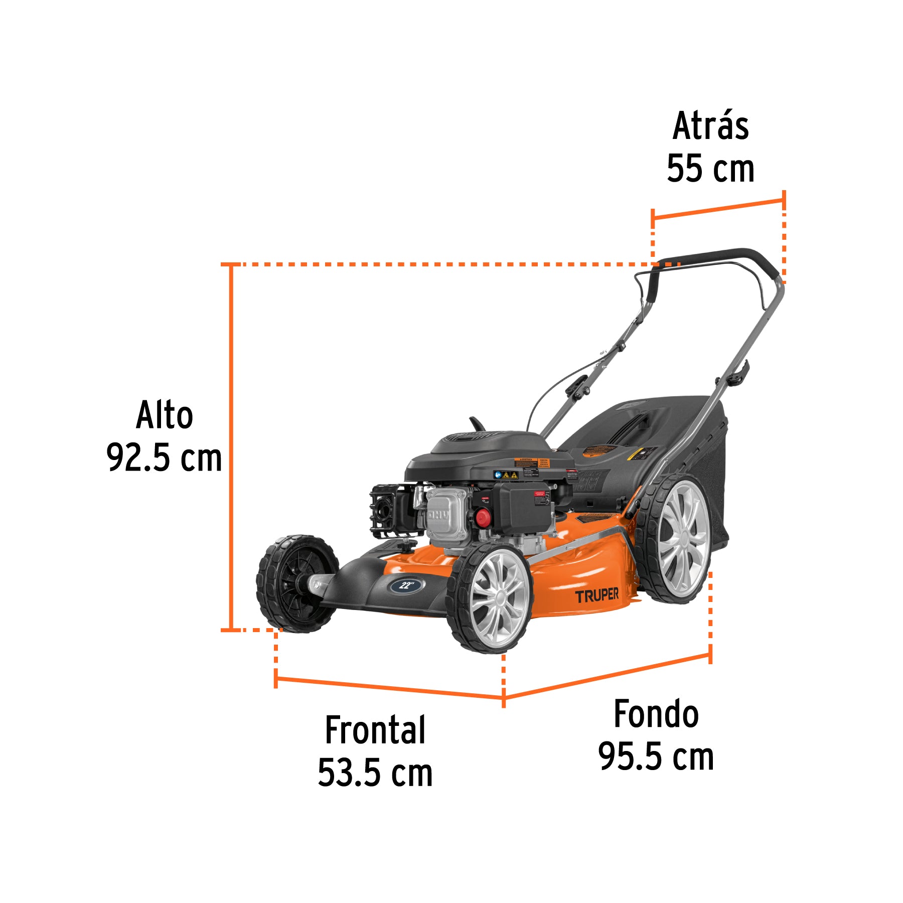 Podadora con motor a gasolina de 6 HP, 22" de corte, TRUPER