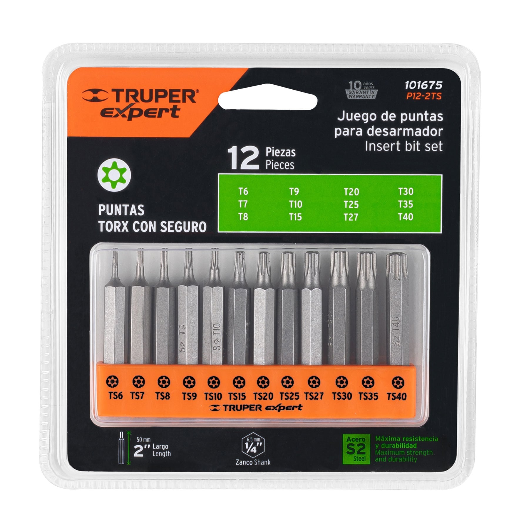 Juego de 12 puntas torx combinadas c/seguro largo 2", EXPERT
