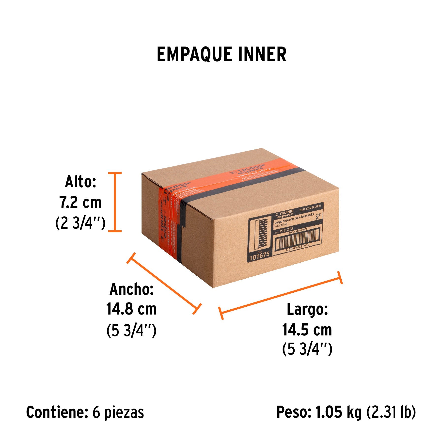 Juego de 12 puntas torx combinadas c/seguro largo 2", EXPERT - Empaque