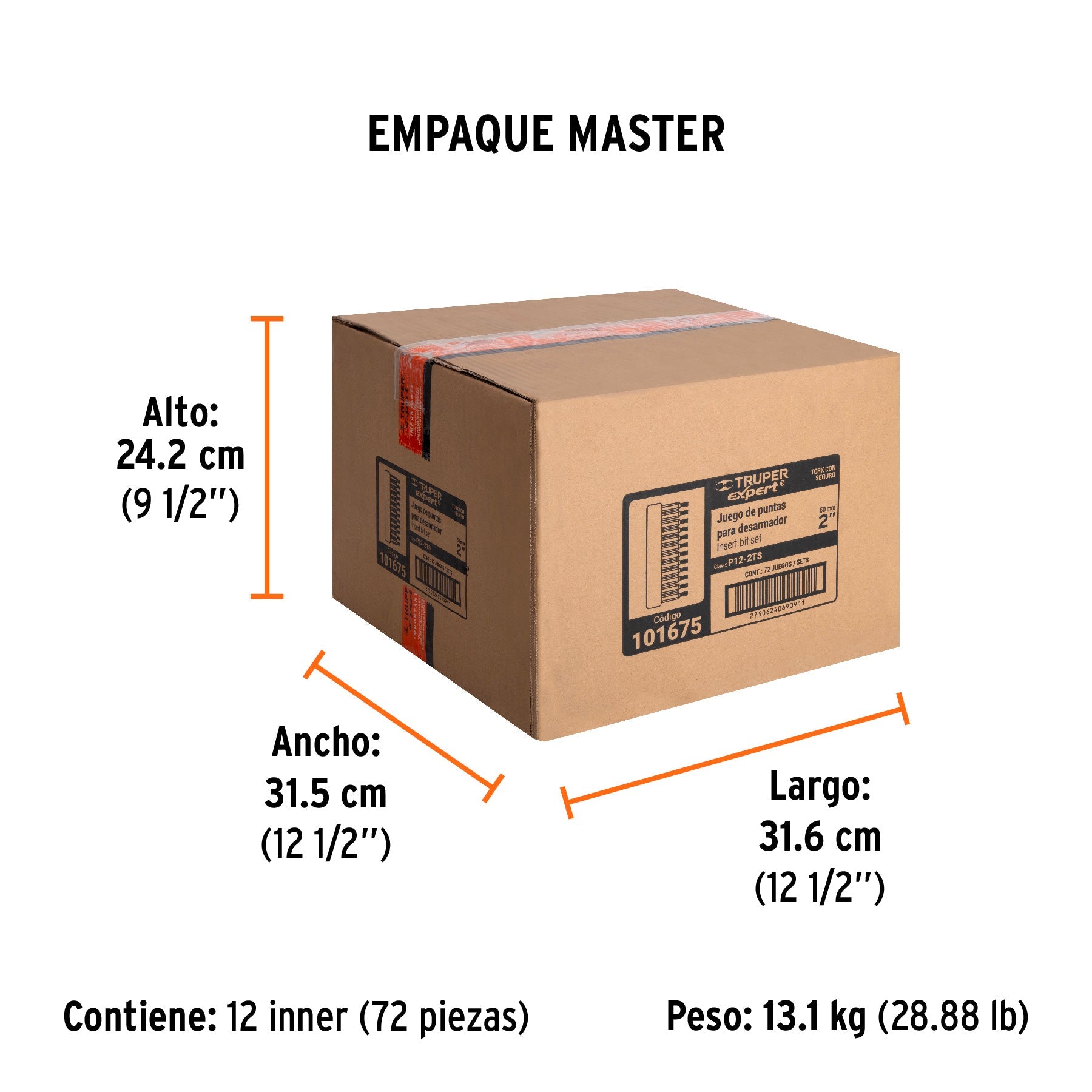 Juego de 12 puntas torx combinadas c/seguro largo 2", EXPERT - Empaque