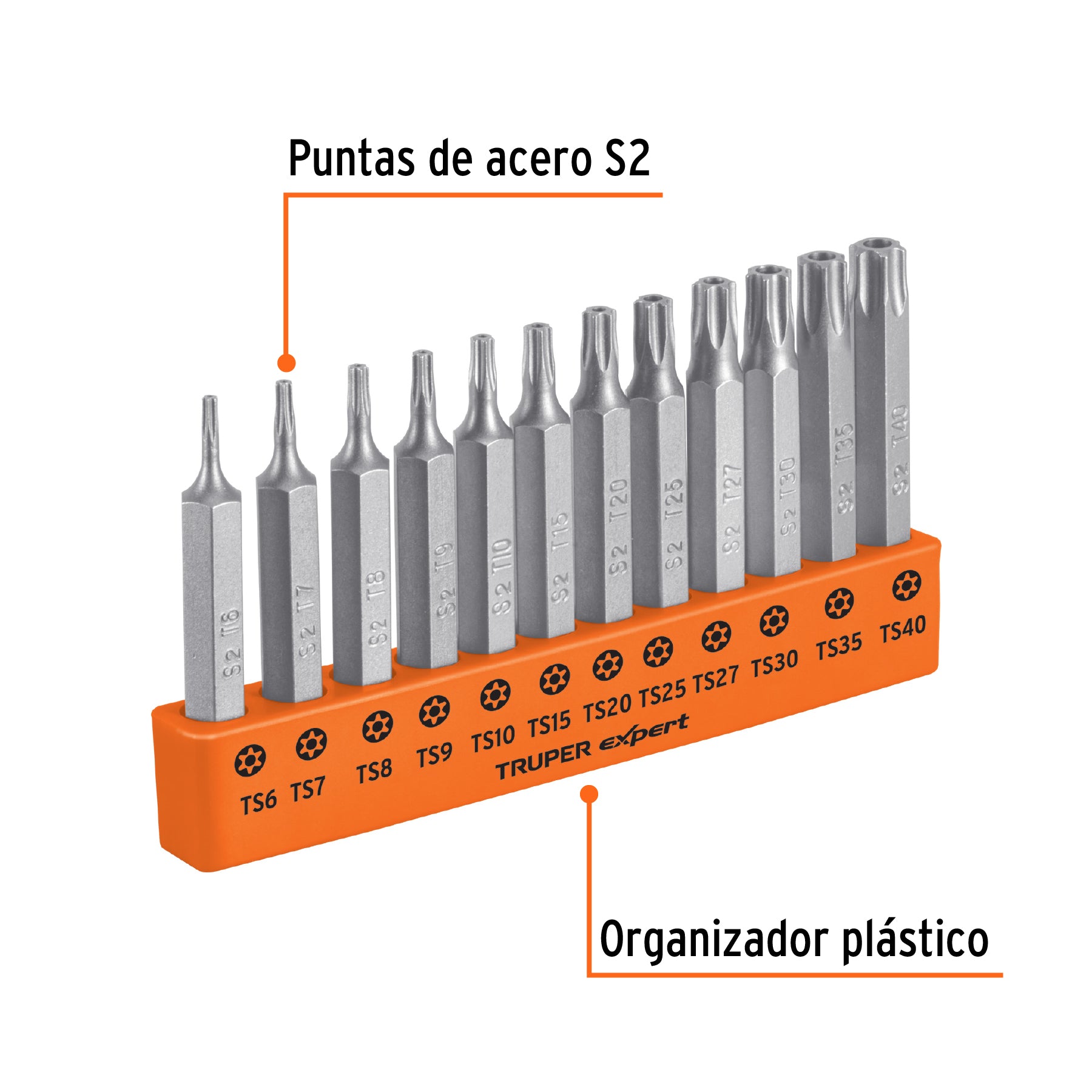 Juego de 12 puntas torx combinadas c/seguro largo 2", EXPERT