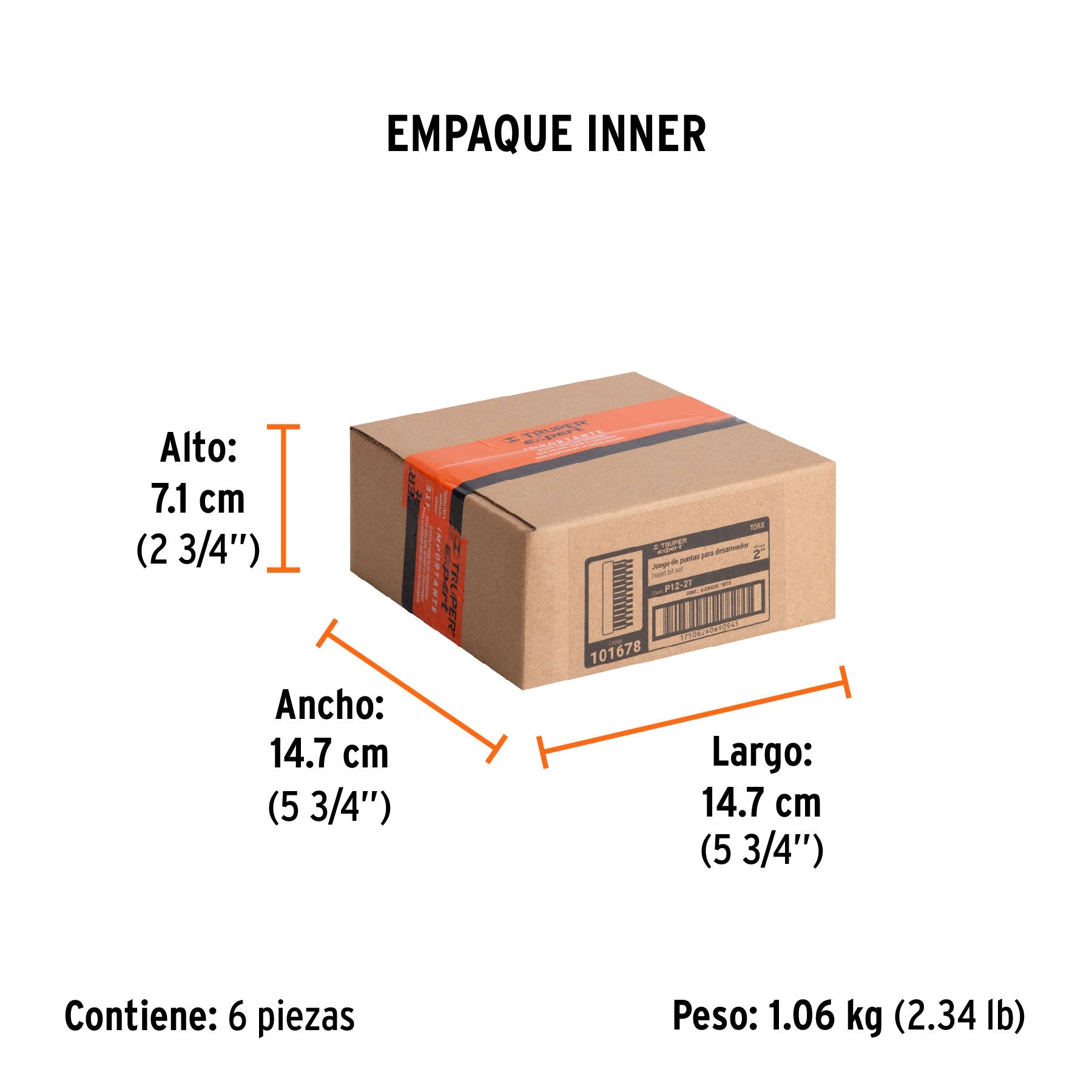 Juego de 12 puntas torx combinadas largo 2", TRUPER EXPERT - Empaque
