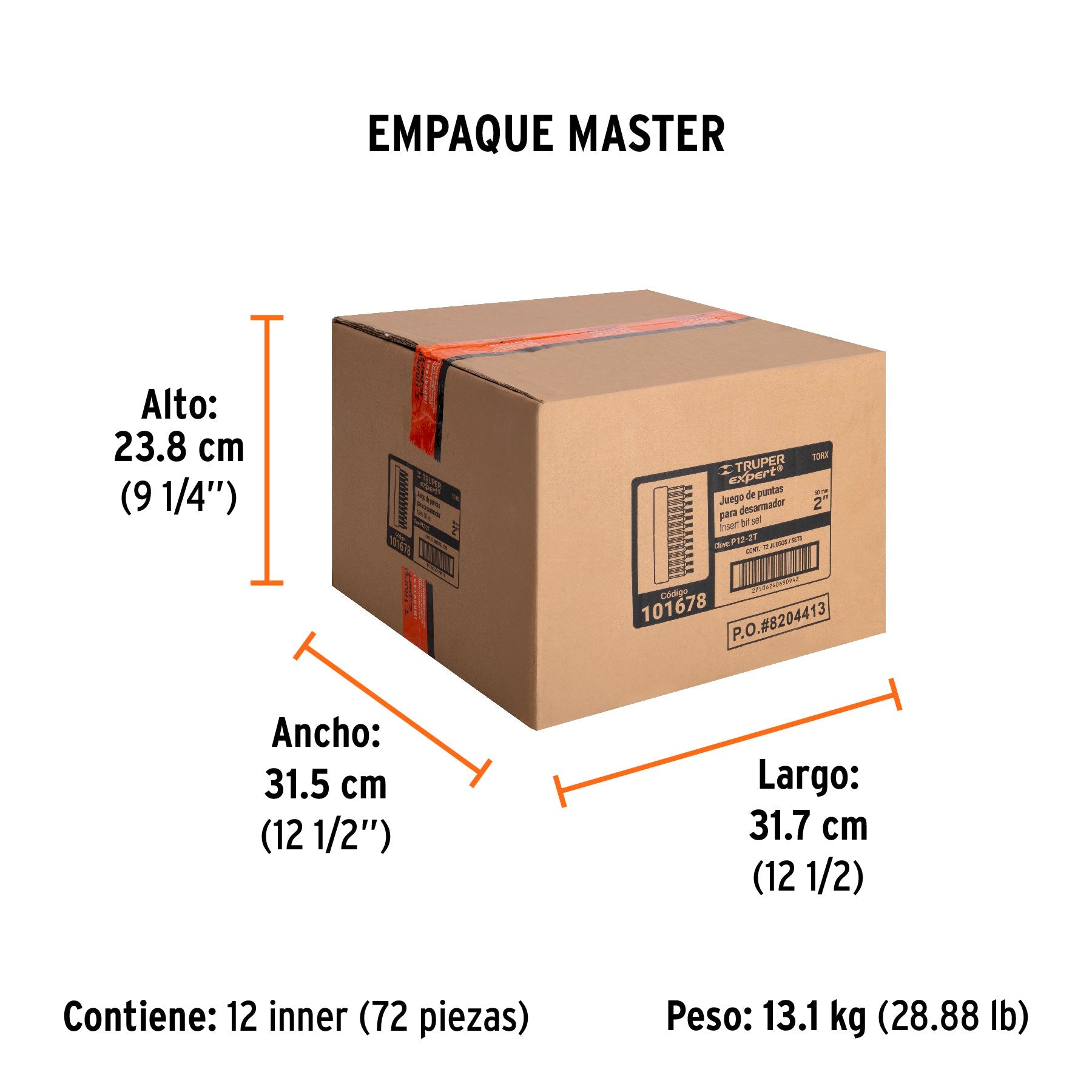 Juego de 12 puntas torx combinadas largo 2", TRUPER EXPERT - Empaque