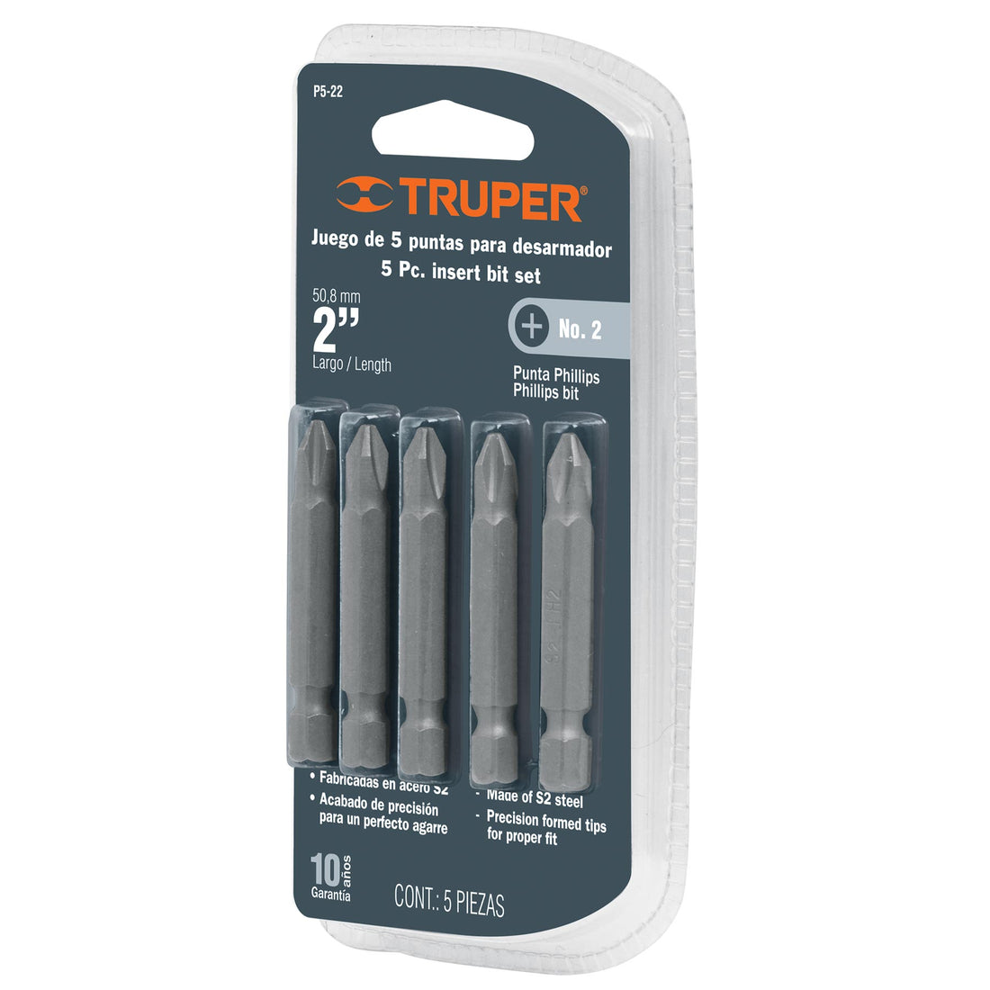 Puntas Phillips 2, largo 2", blíster con 5 piezas