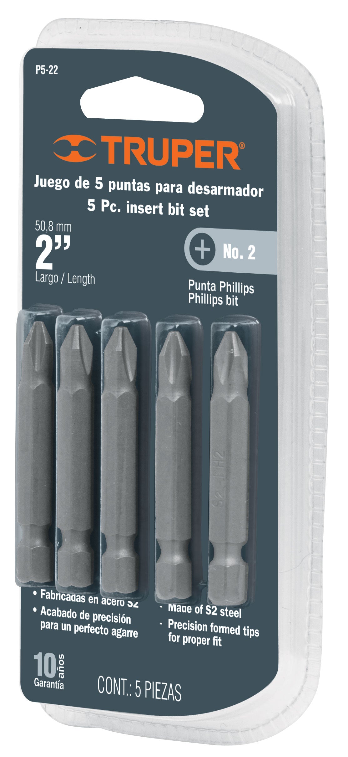 Puntas Phillips 2, largo 2", blíster con 5 piezas
