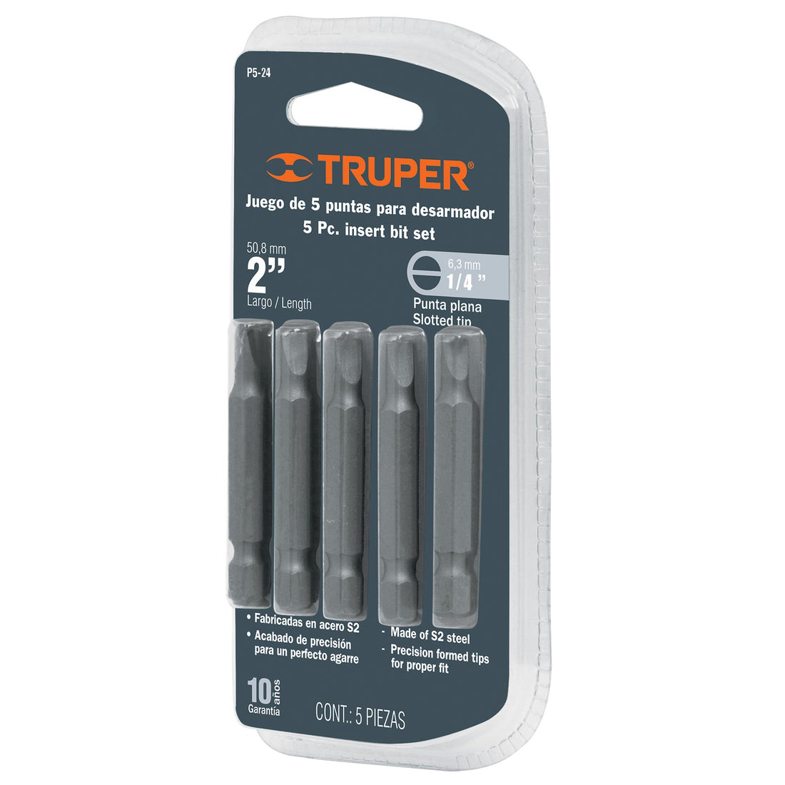 Puntas planas 1/4, largo 2", blíster con 5 piezas