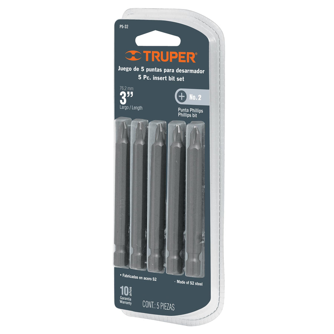 Puntas phillips 3, largo 3", blíster con 5 piezas