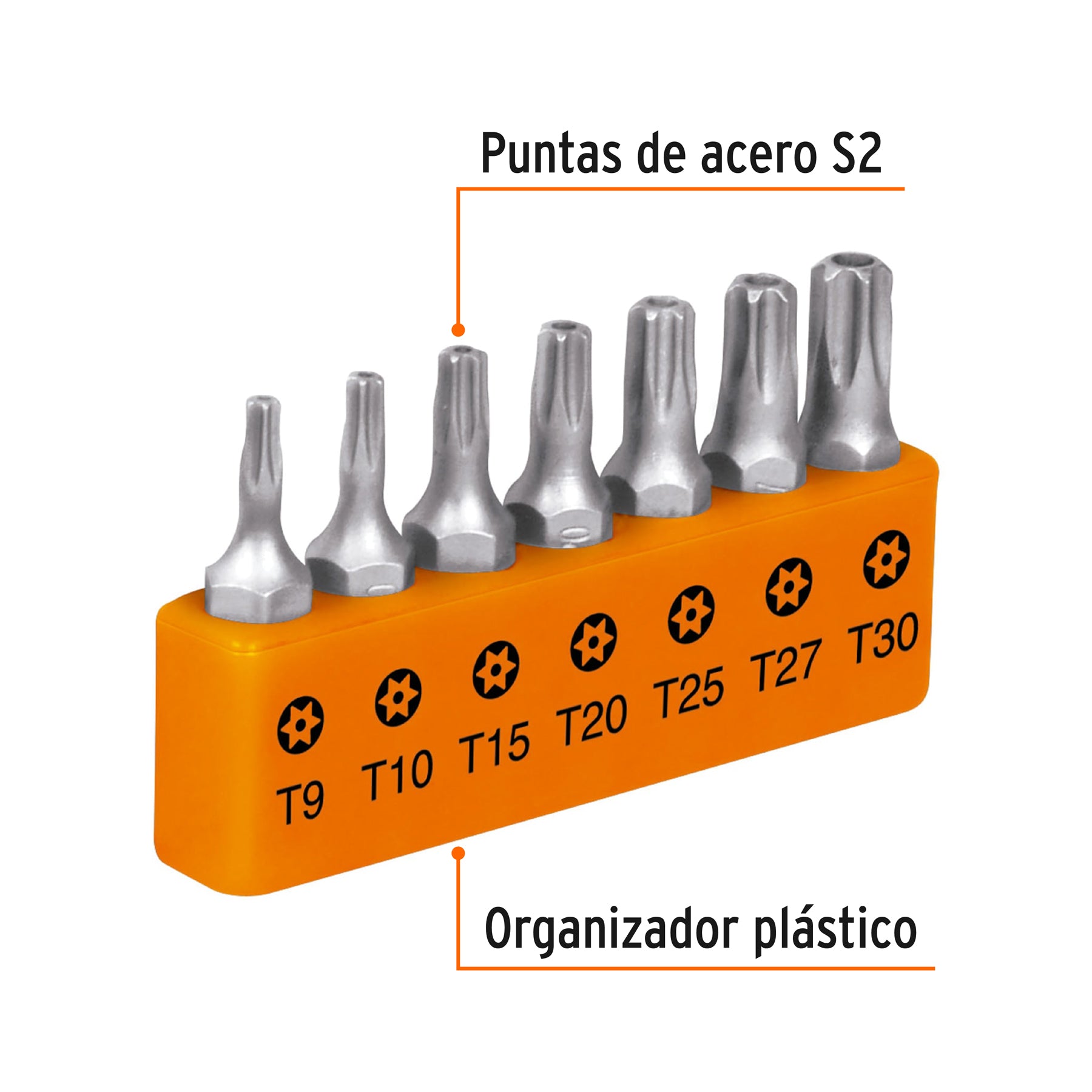 Juego de 7 puntas torx combinadas c/seguro largo 1", EXPERT