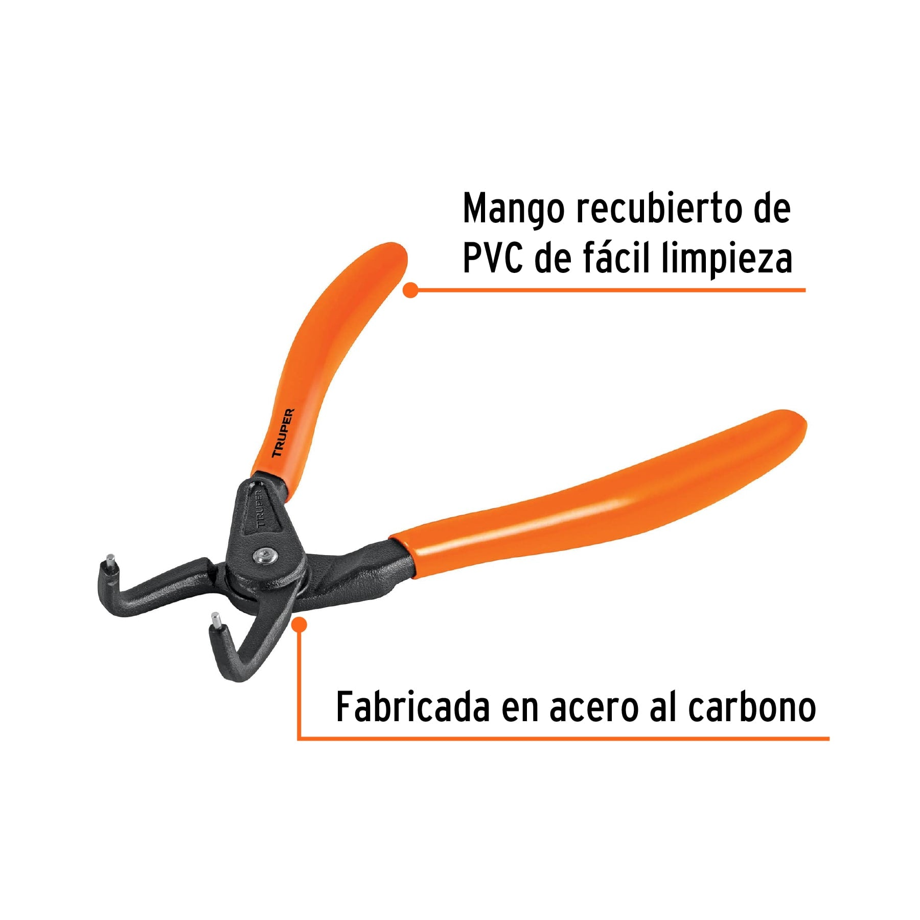 Pinza punta a 90° 6-3/4" para cerrar anillos, mango de PVC