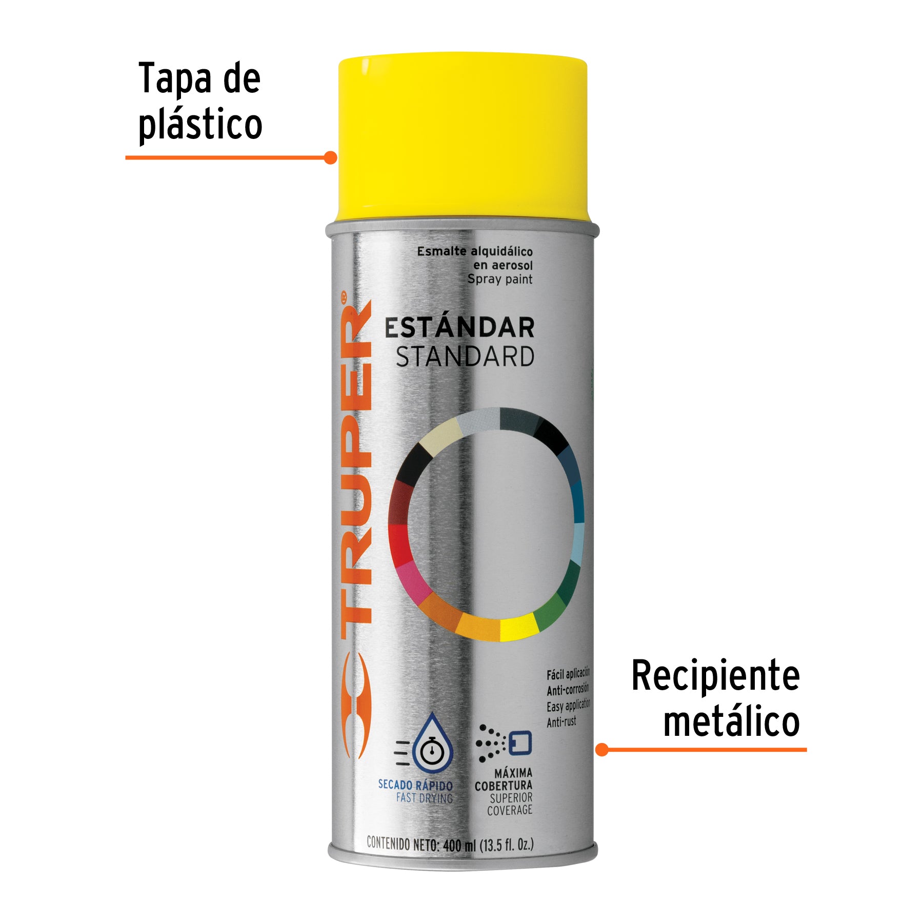 Pintura en aerosol, amarillo canario, bote tradicional,400ml