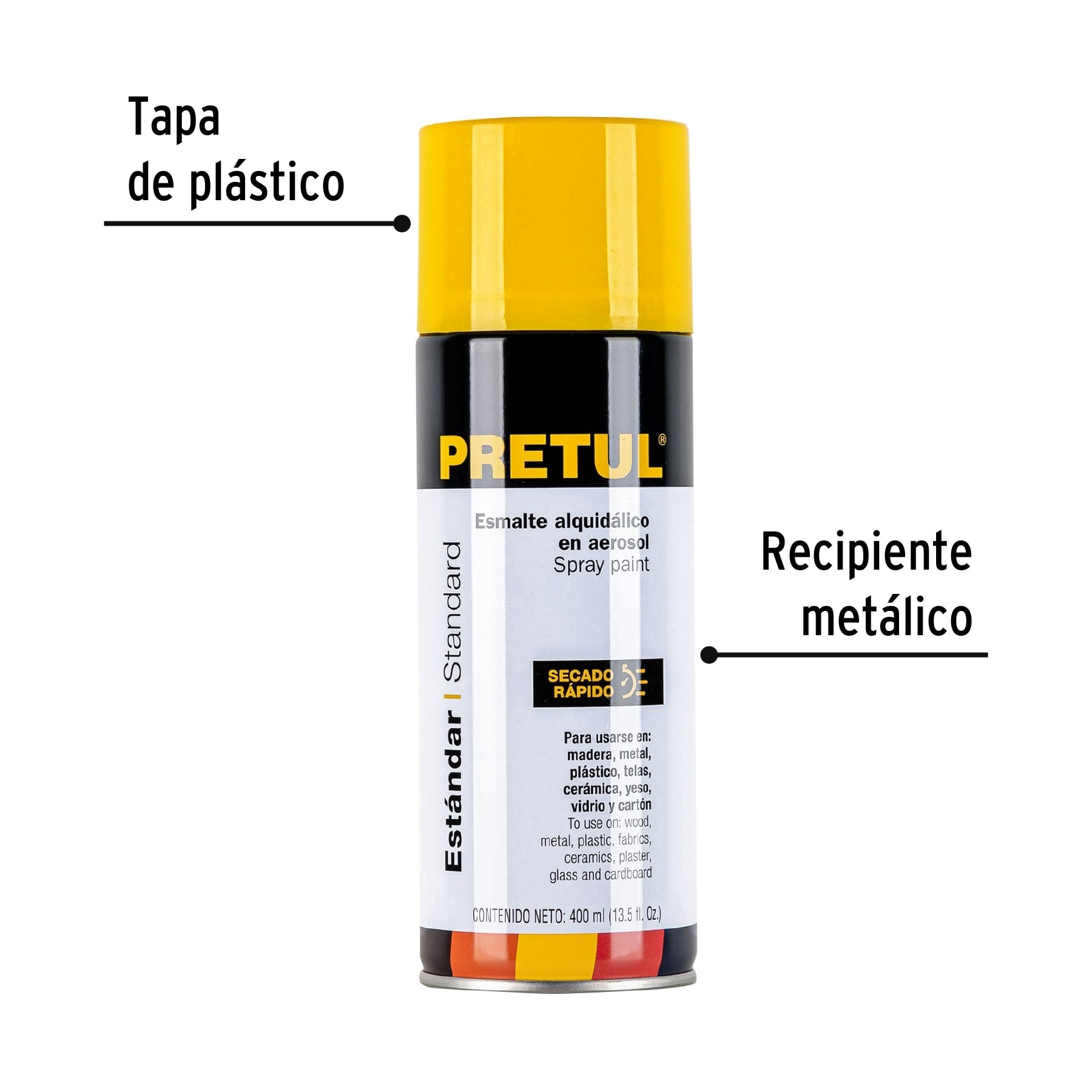 Pintura en aerosol, amarillo canario, 400 ml, PRETUL