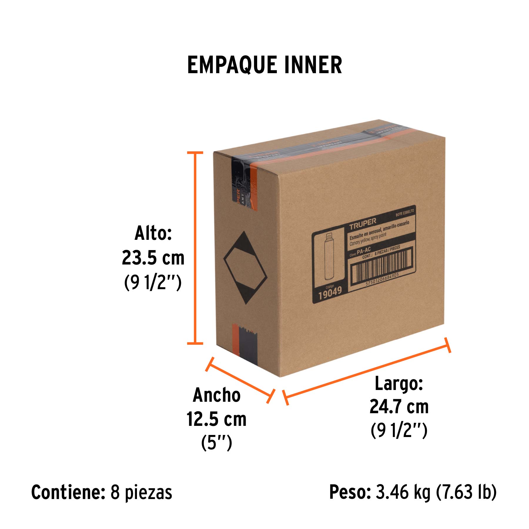 Pintura en aerosol, amarillo canario, bote esbelto, 400 ml - Empaque