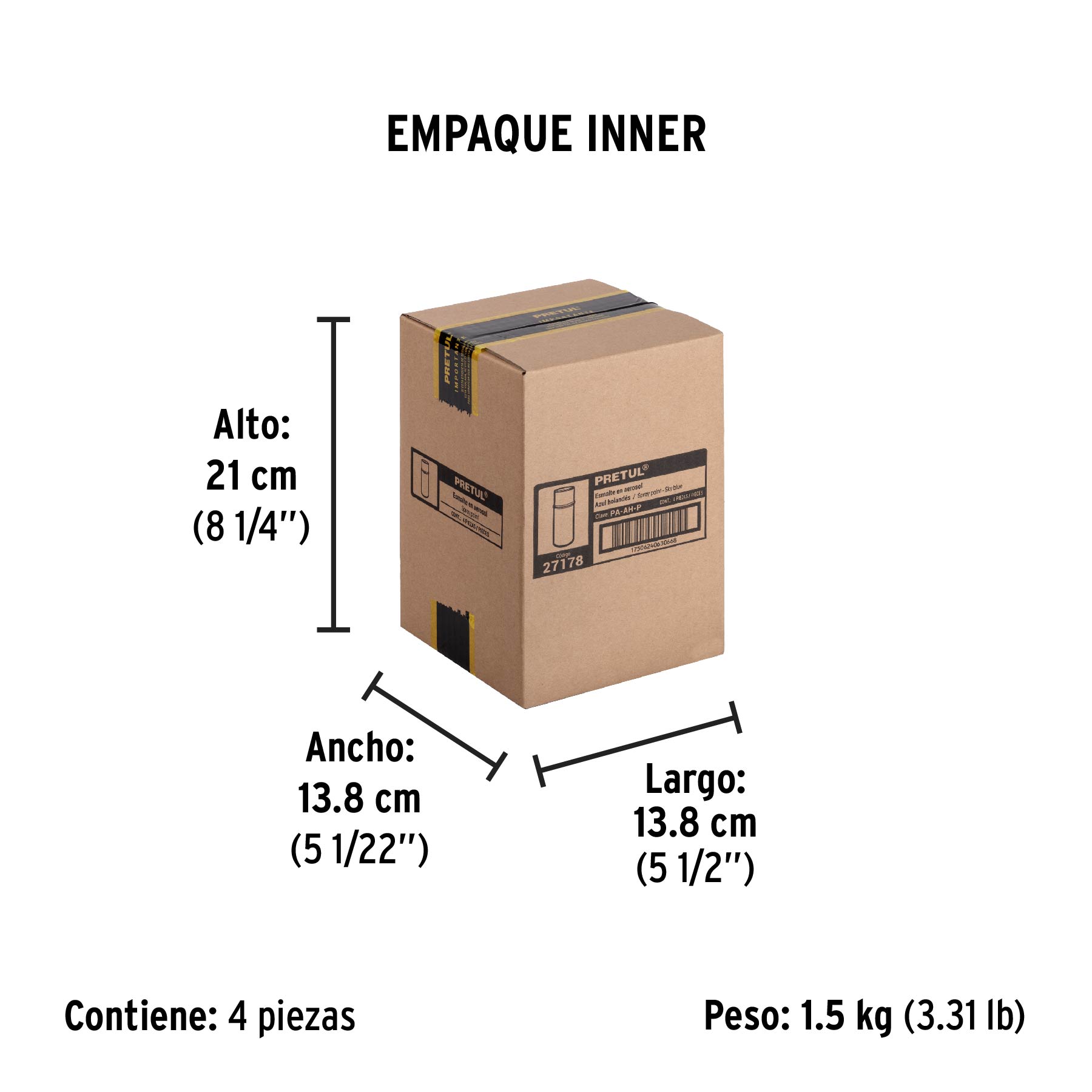 Pintura en aerosol, azul holandés, 400 ml, PRETUL - Empaque