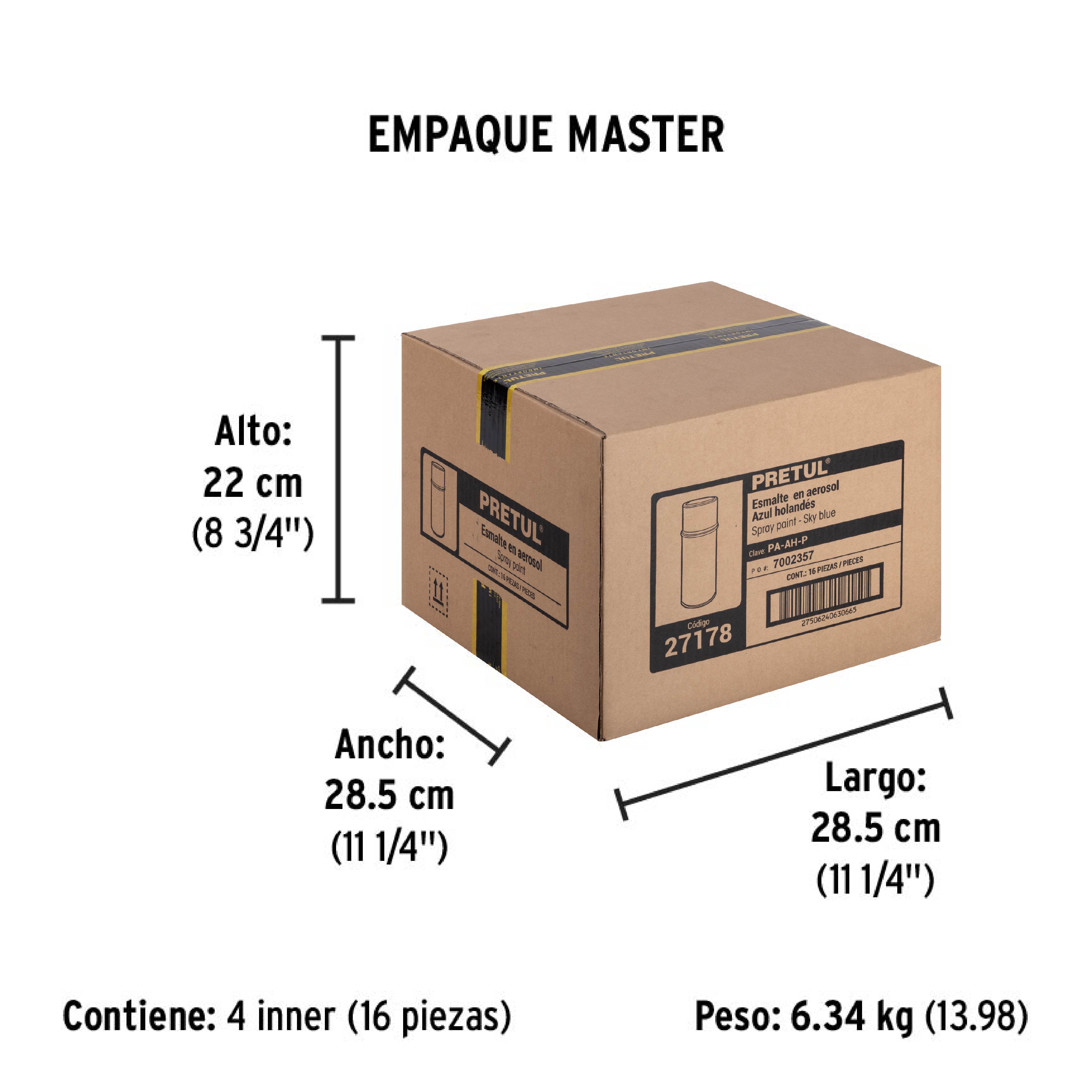 Pintura en aerosol, azul holandés, 400 ml, PRETUL - Empaque