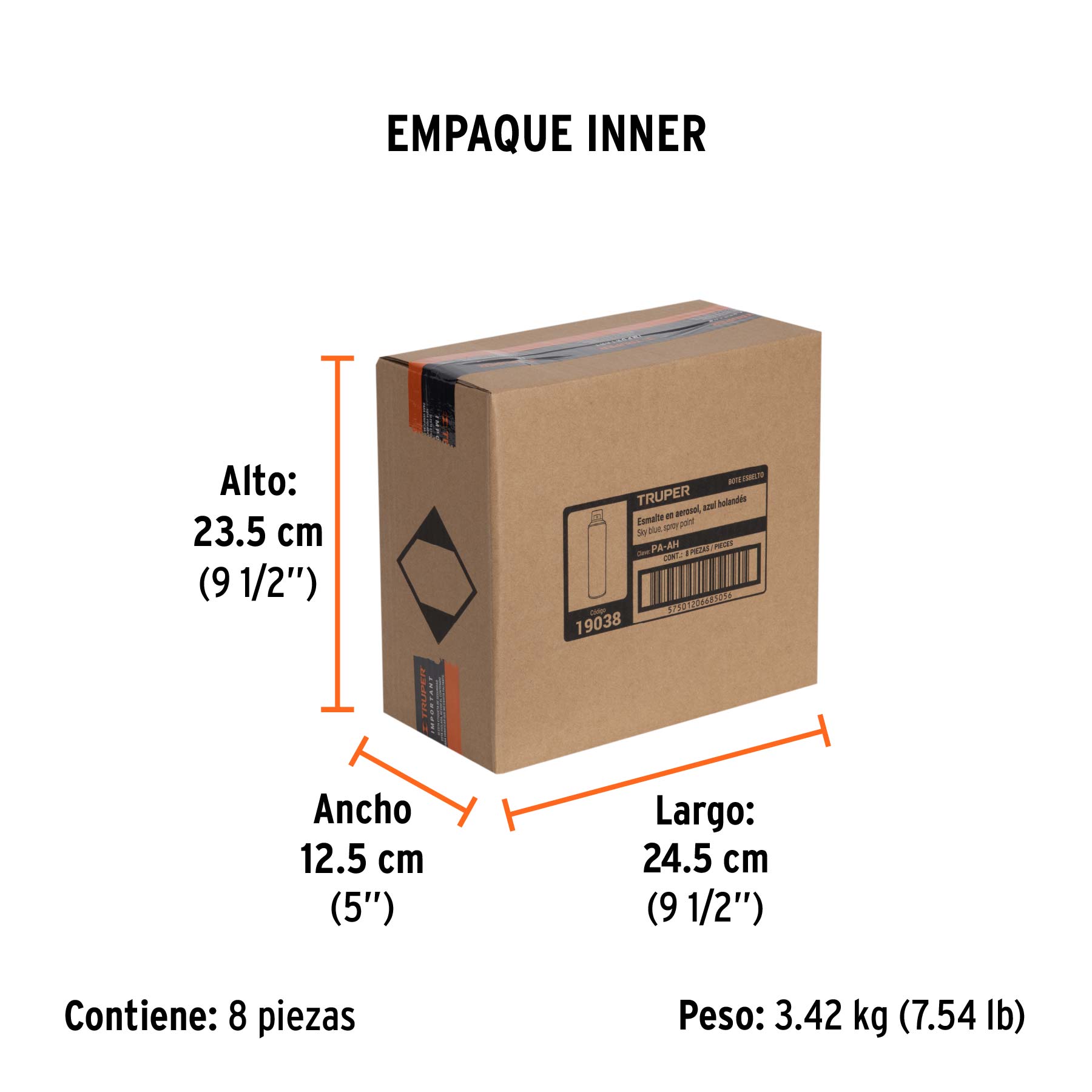 Pintura en aerosol, azul holandés, bote esbelto, 400 ml - Empaque