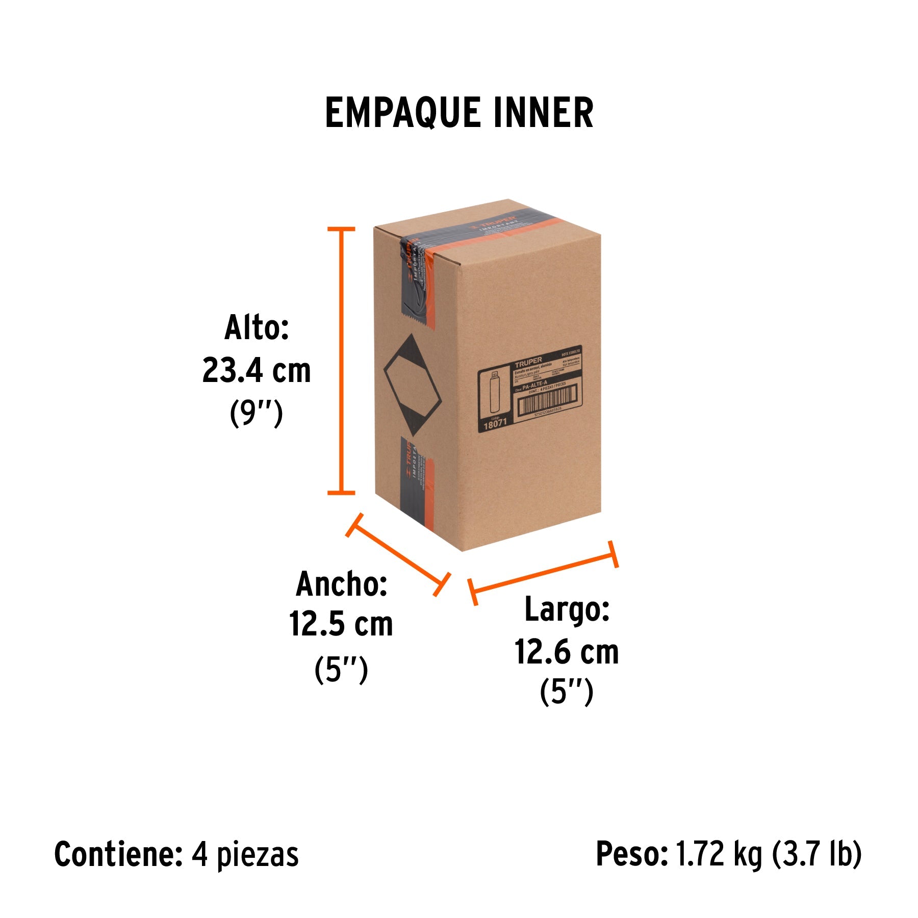 Pintura en aerosol alta temp. bote esbelto, aluminio,400ml - Empaque