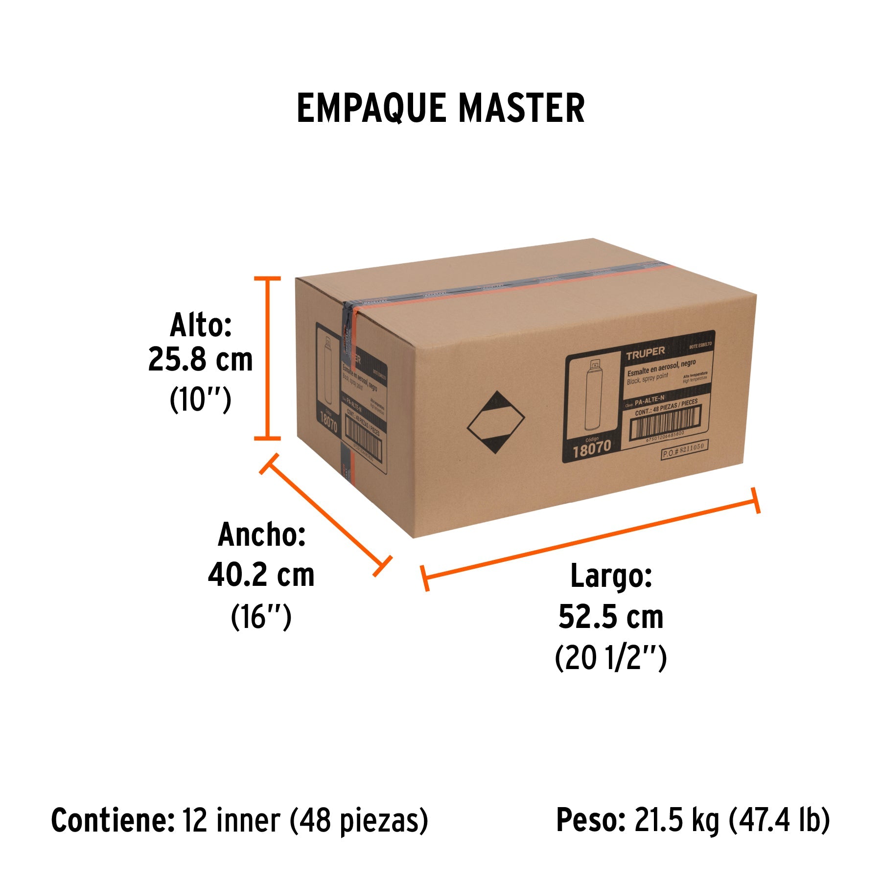 Pintura en aerosol alta temp. bote esbelto, negro, 400 ml - Empaque