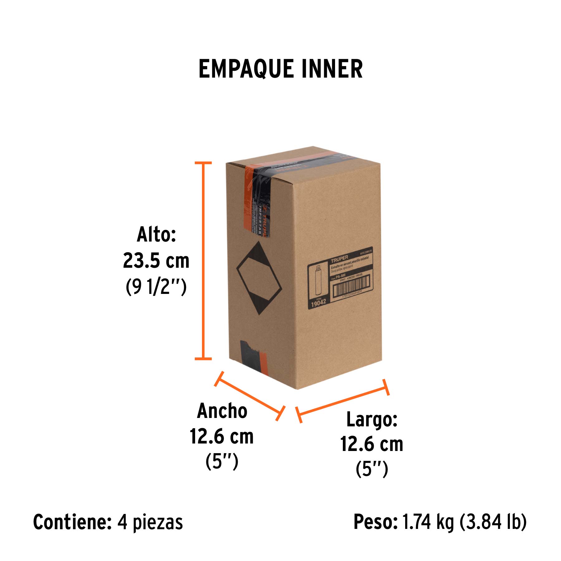 Pintura en aerosol, amarillo, bote esbelto, 400 ml - Empaque