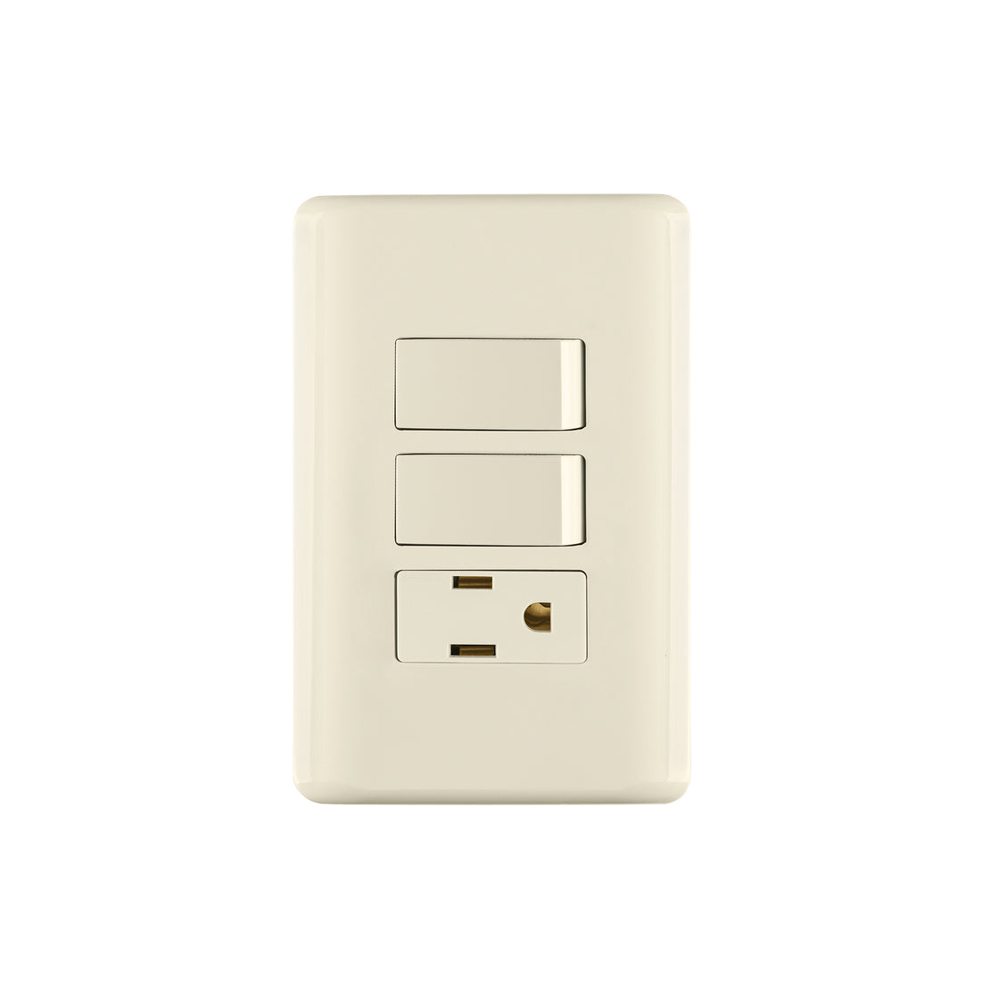 Placa armada 2 interruptores y contacto, marfil, BASIC