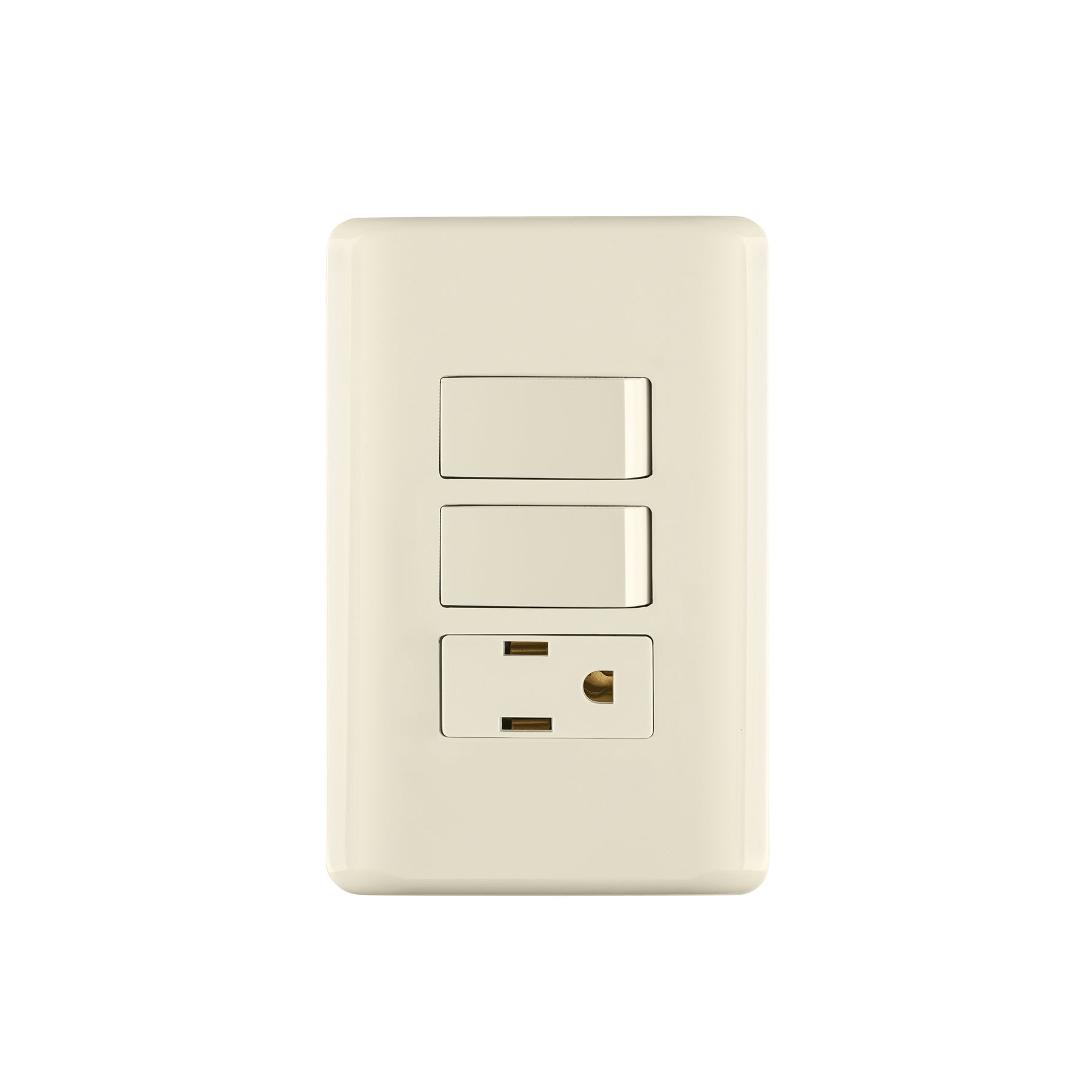 Placa armada 2 interruptores y contacto, marfil, BASIC