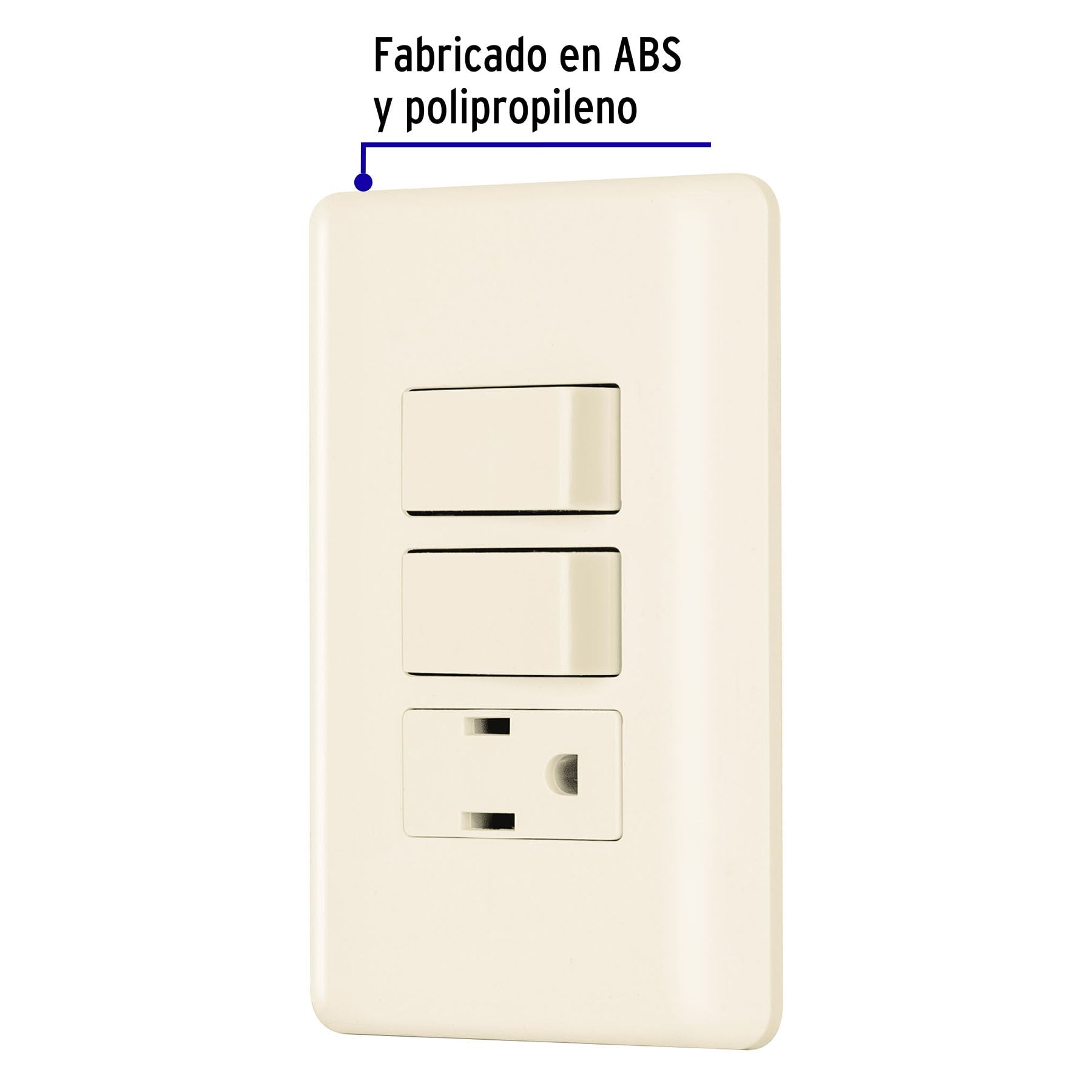 Placa armada 2 interruptores y contacto, marfil, BASIC