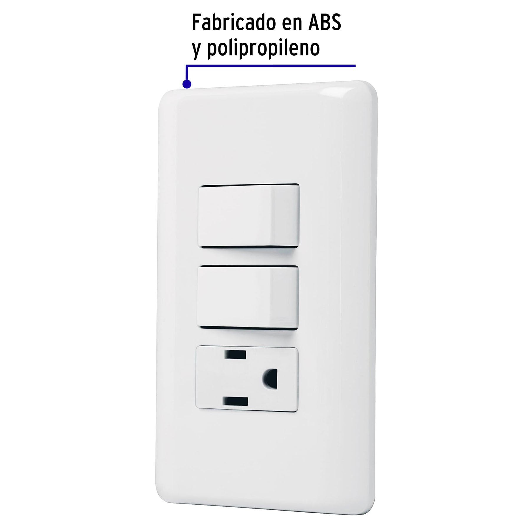 Placa armada con contacto y 2 interruptores sencillos, BASIC