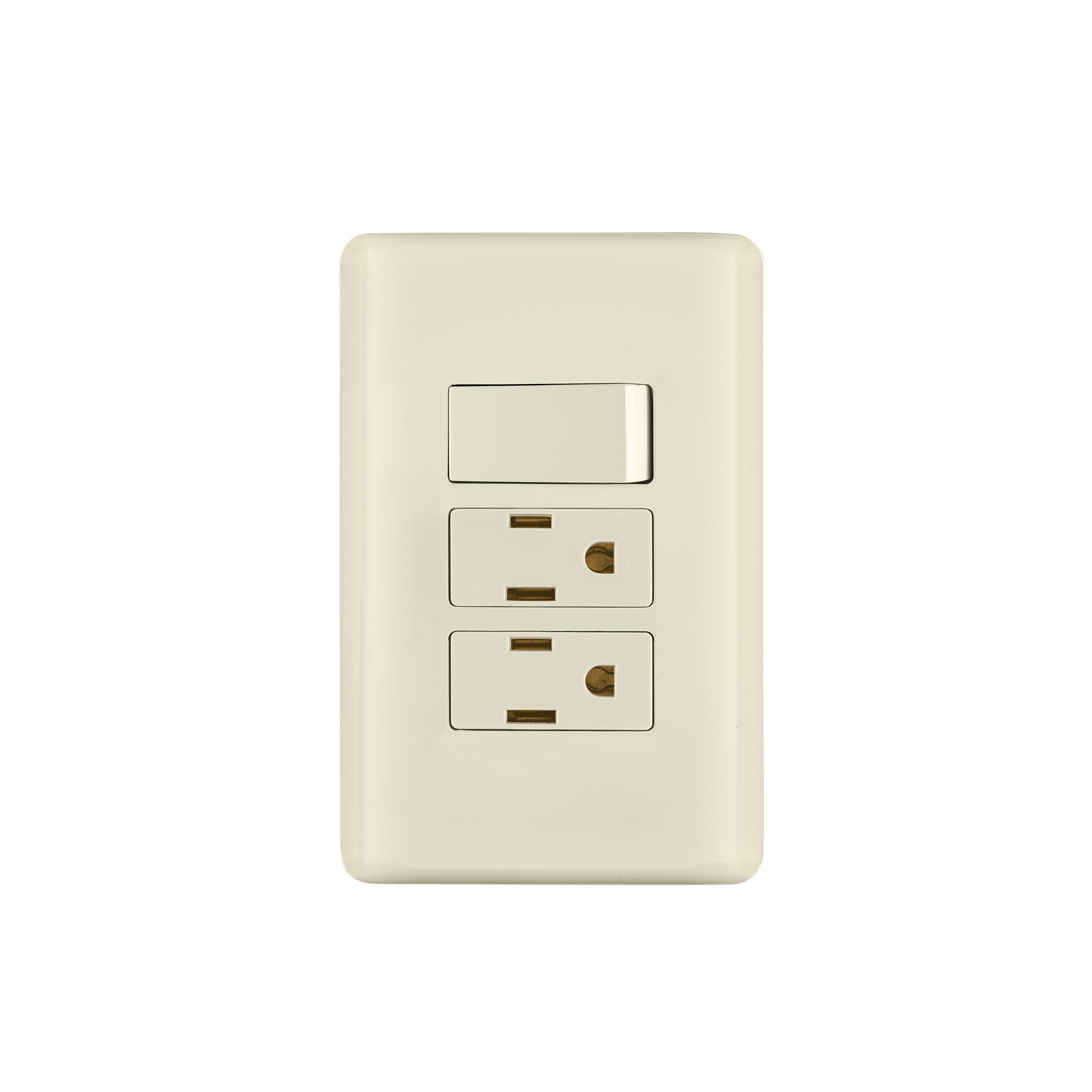 Placa armada interruptor y 2 contactos, marfil, BASIC