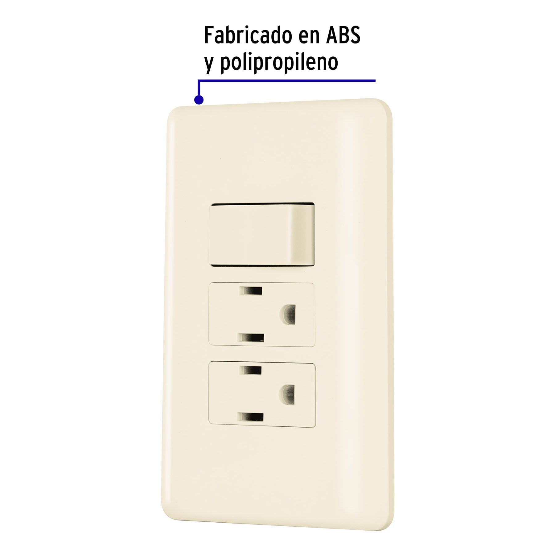 Placa armada interruptor y 2 contactos, marfil, BASIC