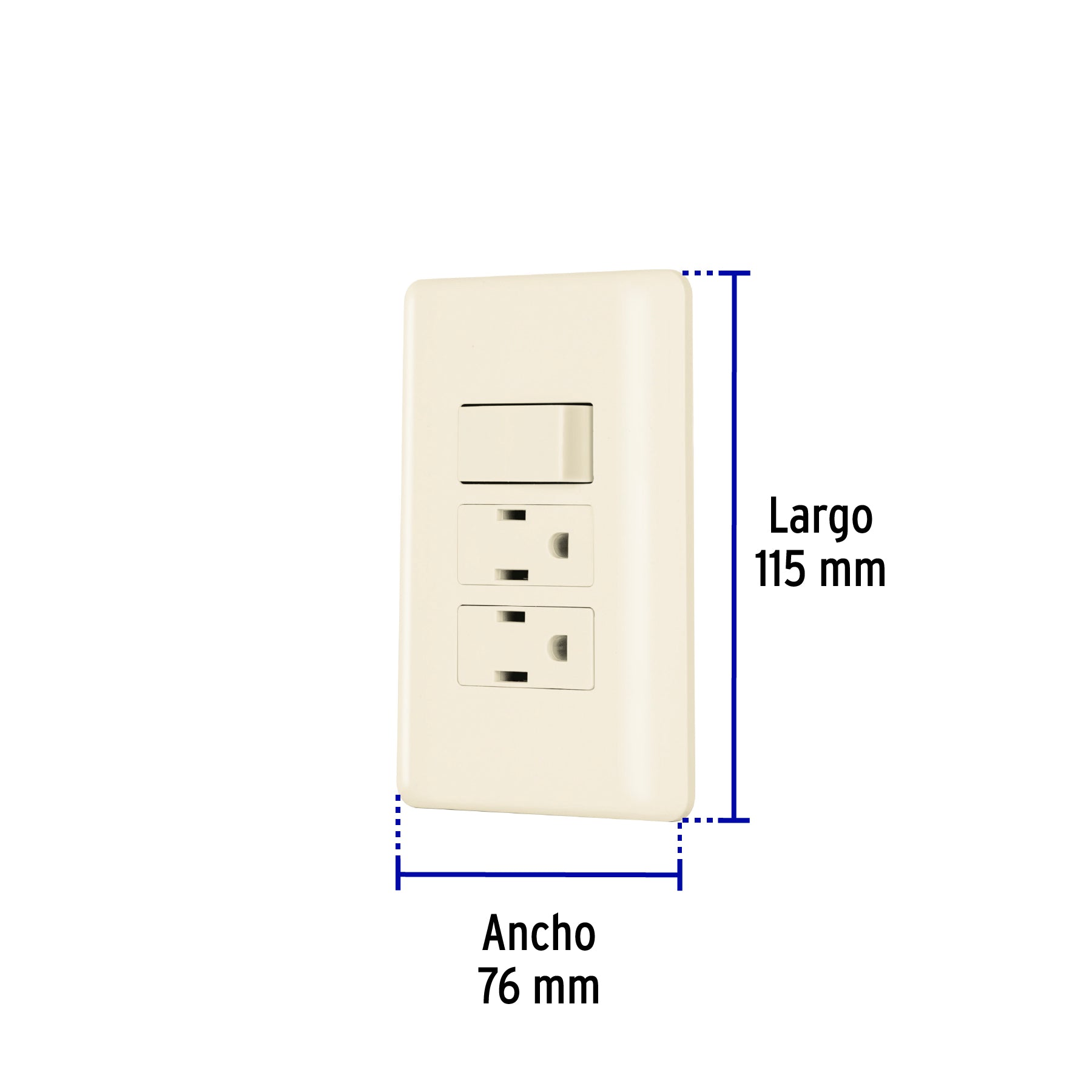 Placa armada interruptor y 2 contactos, marfil, BASIC