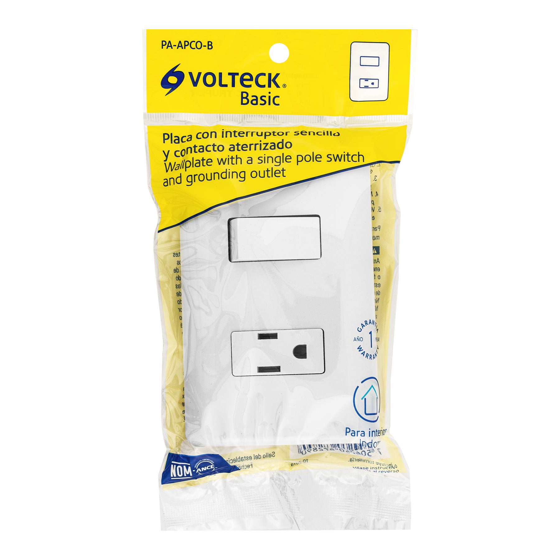 Placa armada contacto e interruptor sencillo, VOLTECK BASIC