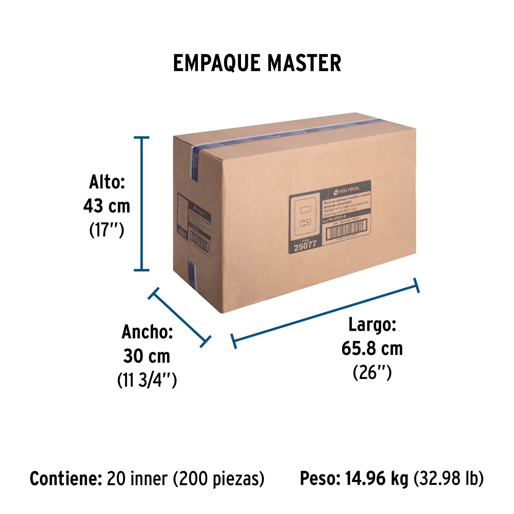 Placa armada contacto e interruptor sencillo, VOLTECK BASIC - Empaque