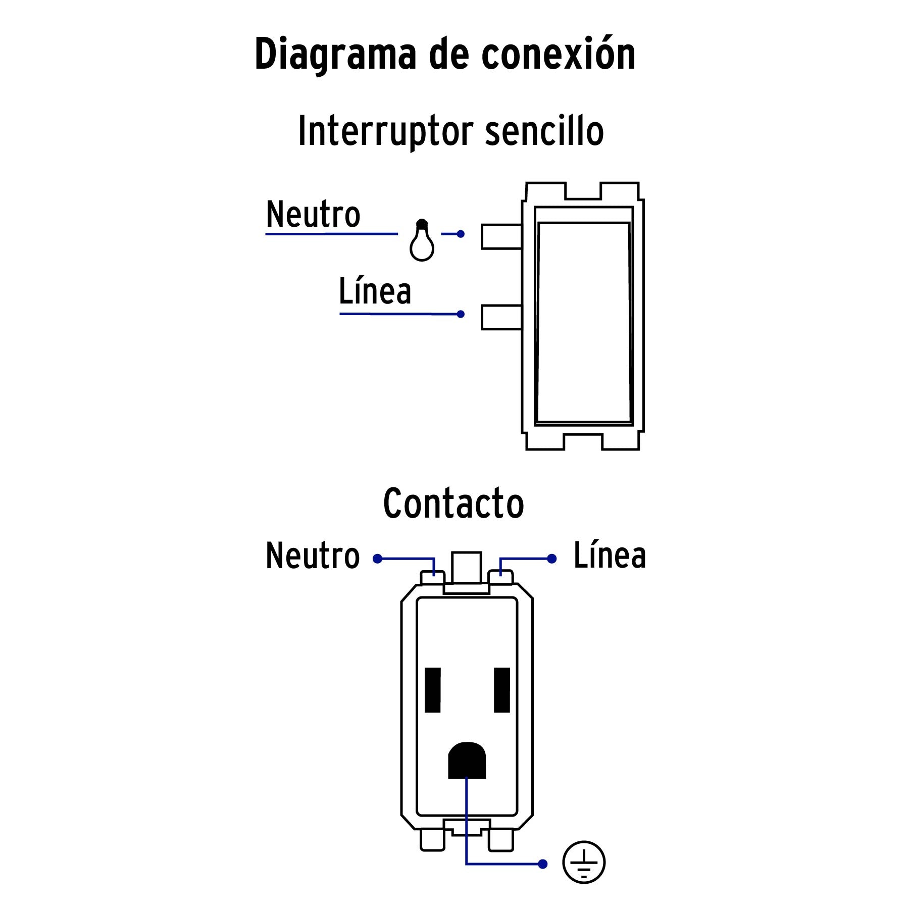 Placa armada contacto e interruptor sencillo, VOLTECK BASIC