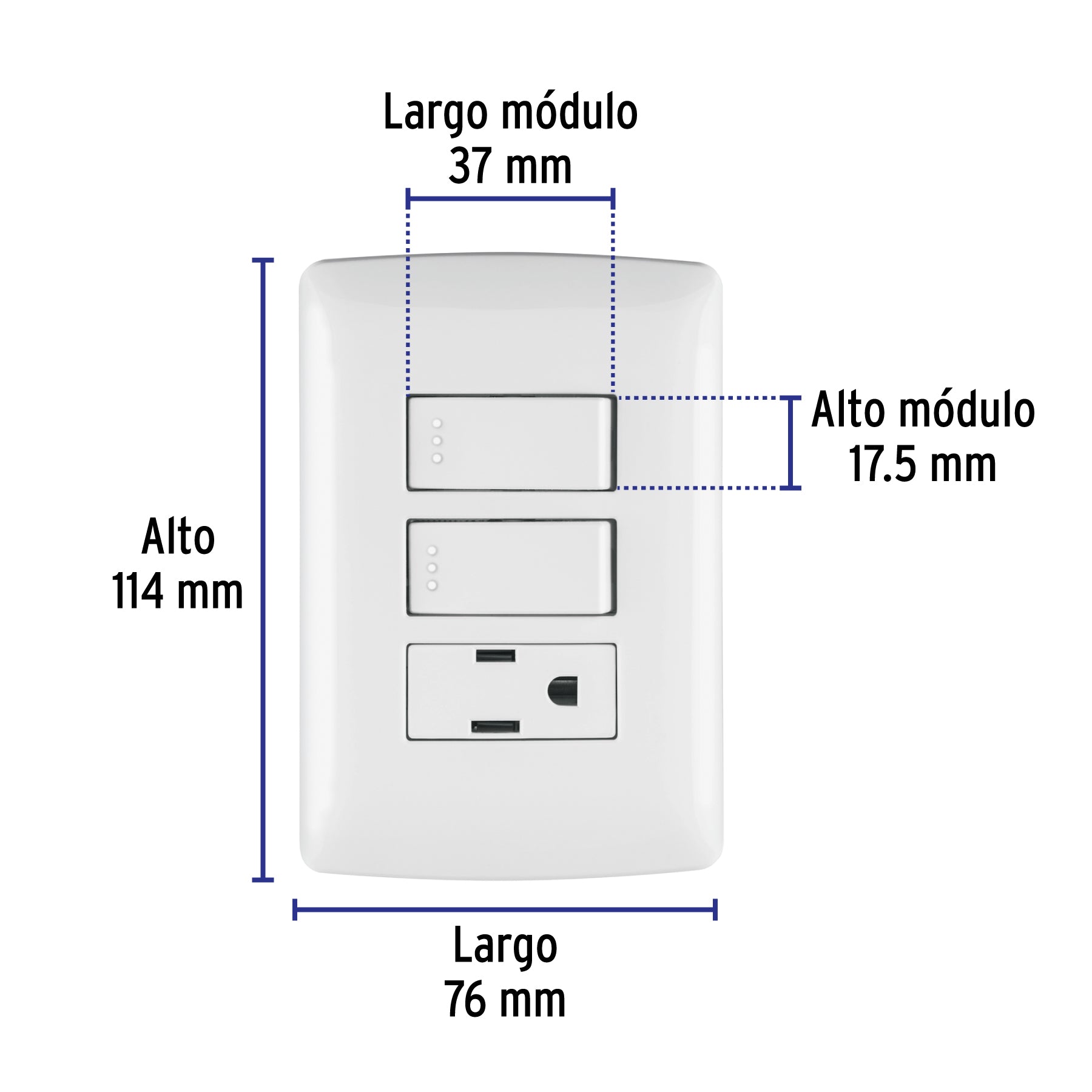 Placa armada contacto 2 interruptores,blanco, línea Italiana