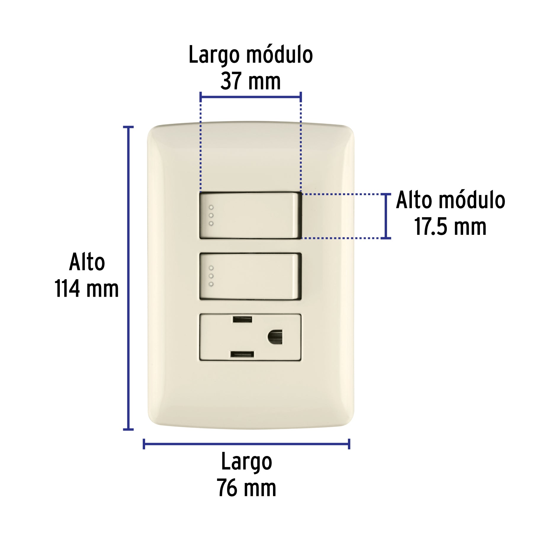 Placa armada contacto 2 interruptores,marfil, línea Italiana