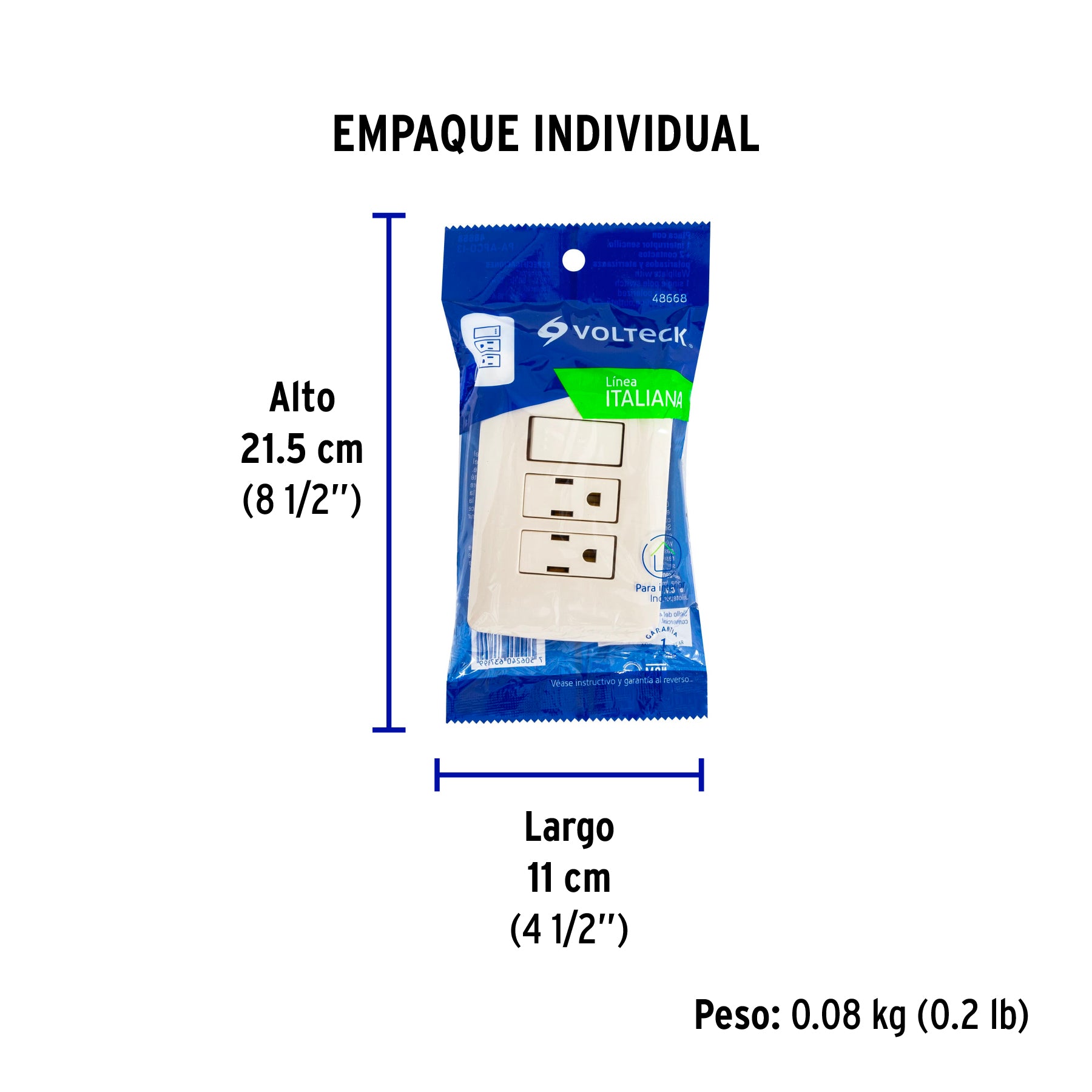 Placa armada 2 contactos e interruptor,marfil,línea Italiana - Empaque