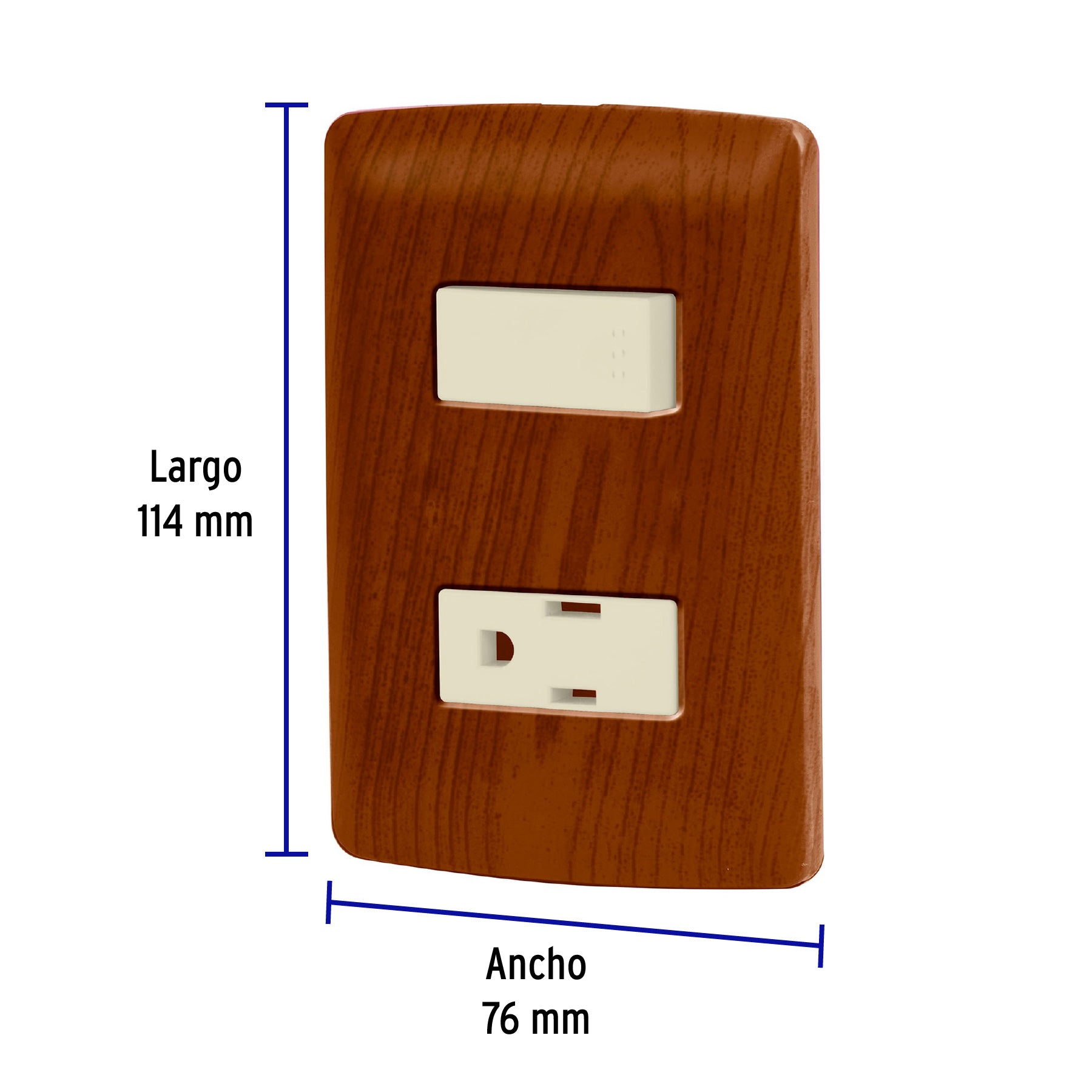 Placa armada contacto e interruptor, madera, línea Italiana