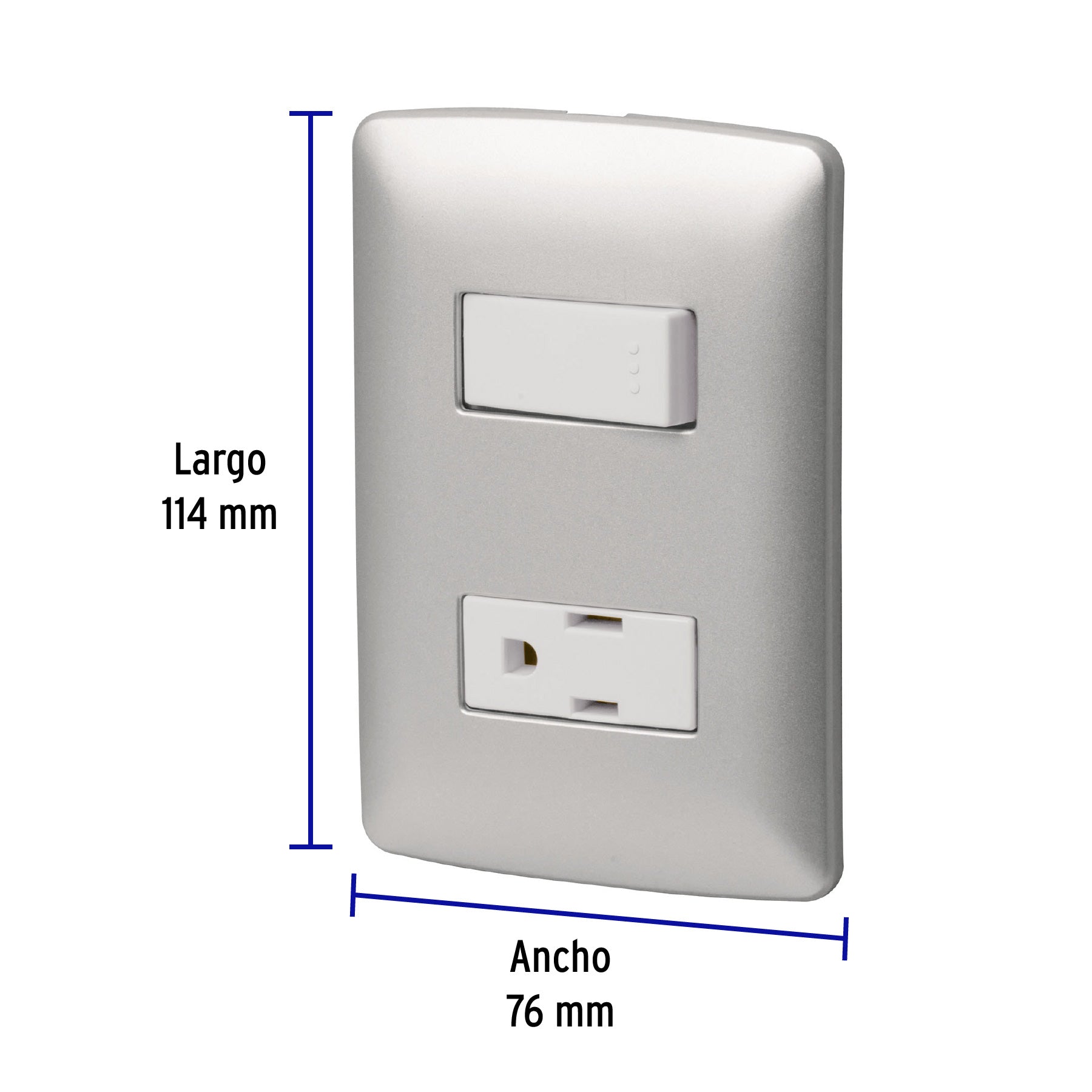 Placa armada contacto e interruptor, plata, línea Italiana